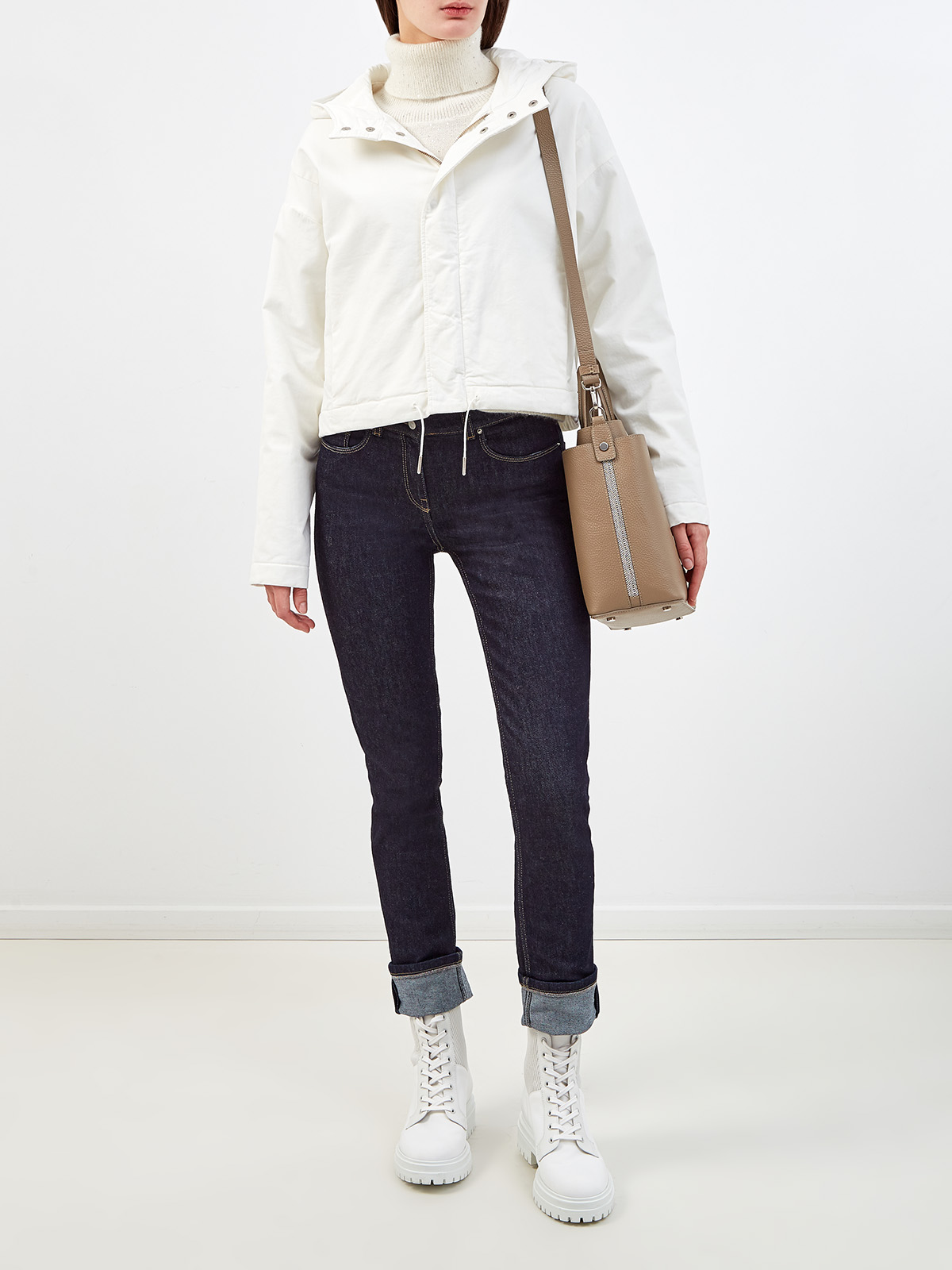 Куртка из плотного хлопка organic с ювелирной вышивкой FABIANA FILIPPI, цвет белый, размер 40;38 - фото 2