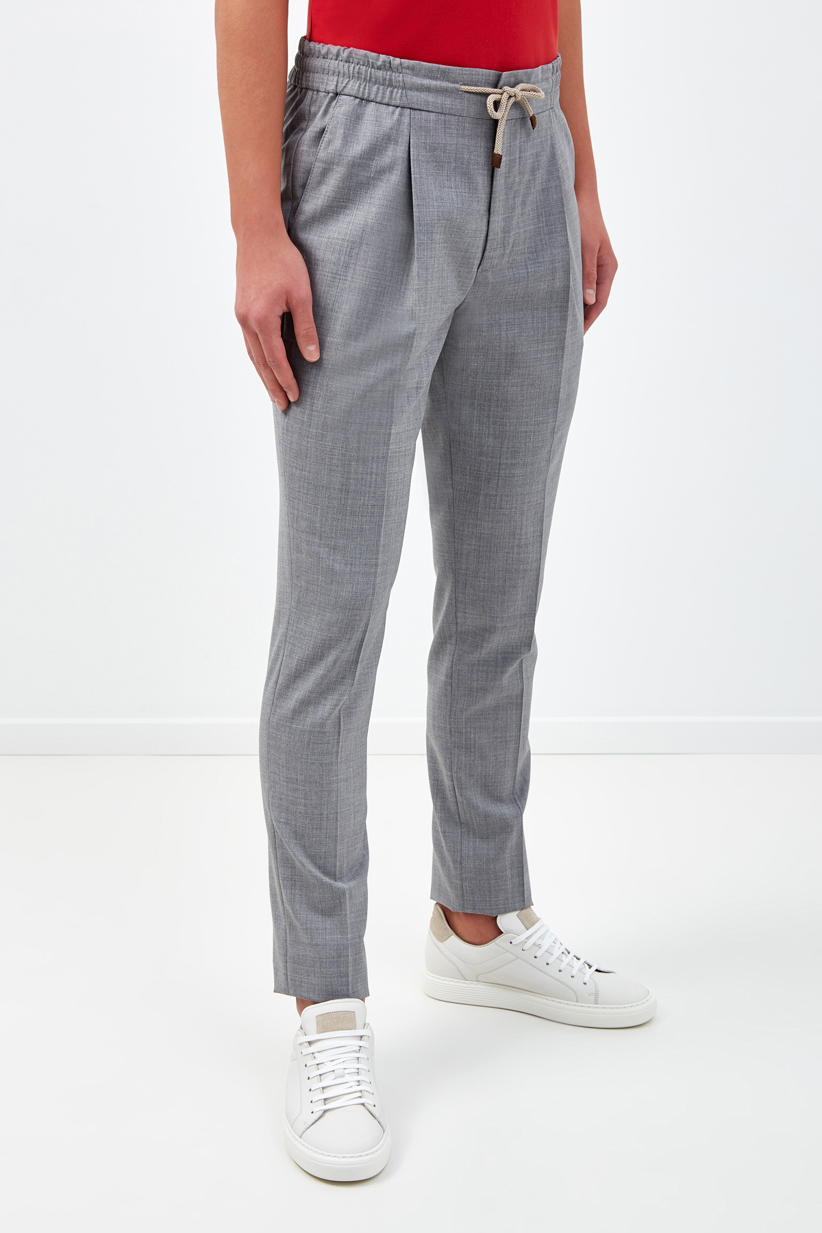 Шерстяные брюки в стиле casual BRUNELLO CUCINELLI, цвет серый, размер 48;50 - фото 3