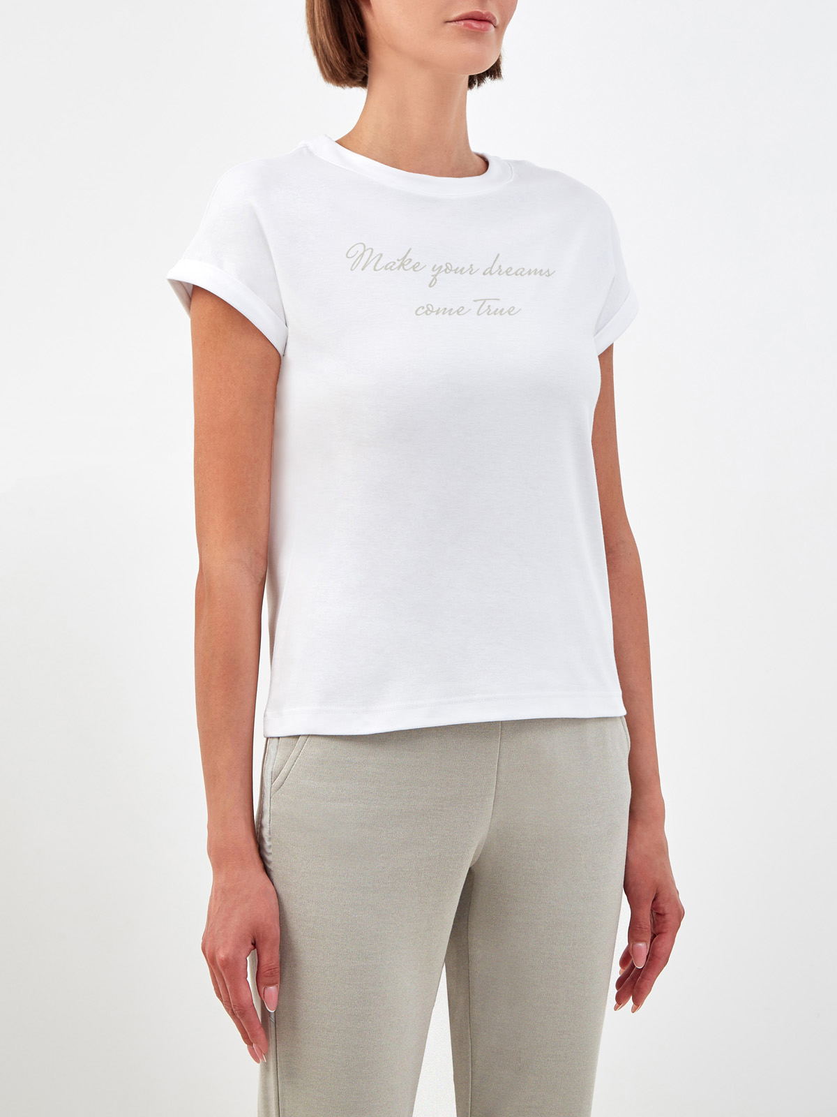 Хлопковая футболка с принтом в стиле леттеринг ELEVENTY, цвет белый, размер 40;42;44;46;48;38 - фото 3