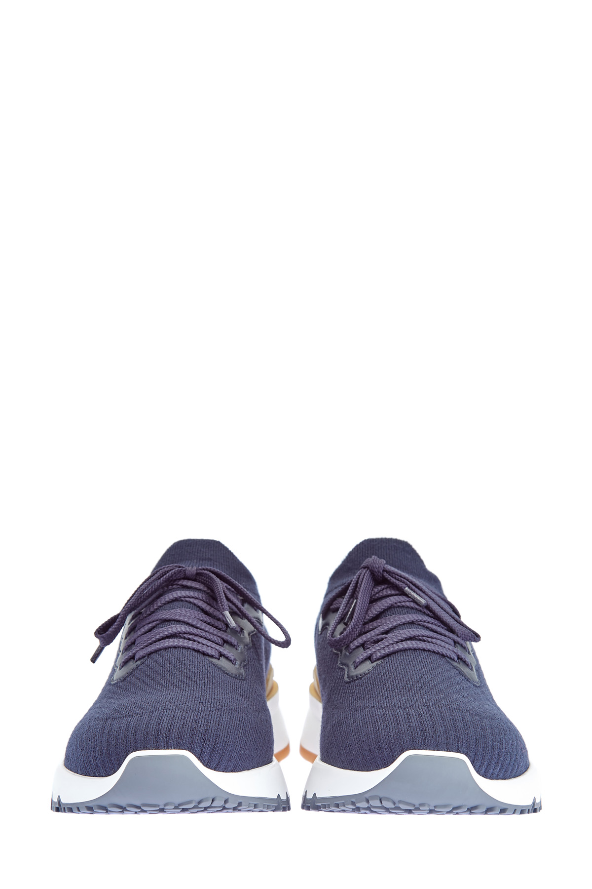 Комбинированные кроссовки ручной работы из шерстяной пряжи BRUNELLO CUCINELLI, цвет синий, размер 40;42 - фото 6