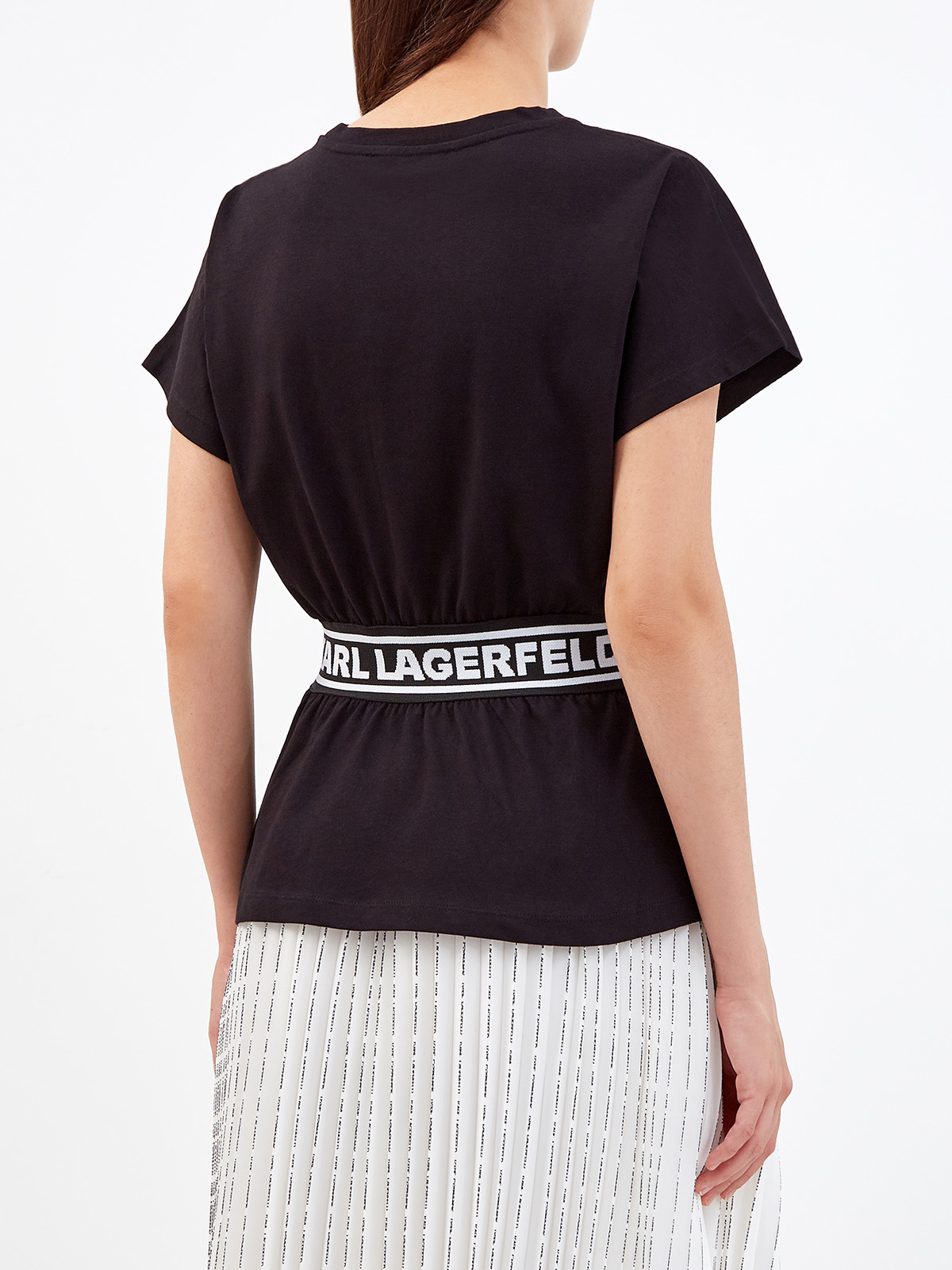 Приталенная футболка из хлопкового джерси KARL LAGERFELD, цвет черный, размер S;M;XL;XS - фото 4