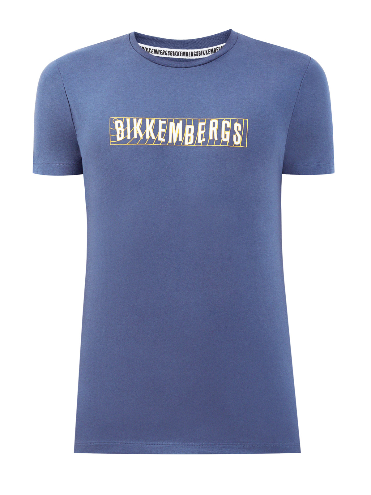 Хлопковая футболка с принтом на передней планке и спинке BIKKEMBERGS, цвет синий, размер S;M;L;XL;2XL;3XL - фото 1