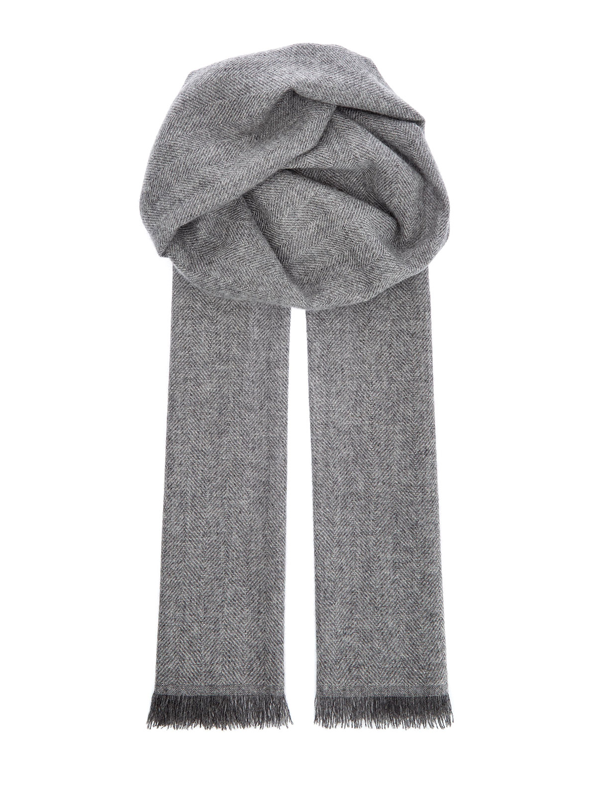 

Шарф из меланжевого кашемира с шевронным узором, Серый, Шарф из меланжевого кашемира с шевронным узором