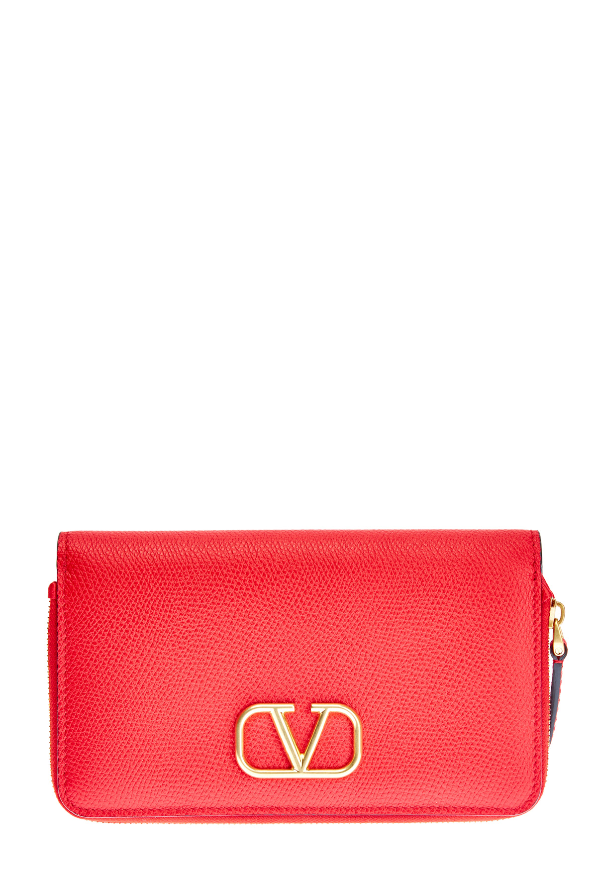 Фактурный кожаный кошелек с макро-логотипом VLOGO VALENTINO GARAVANI, цвет красный, размер S;M;L;XL;2XL