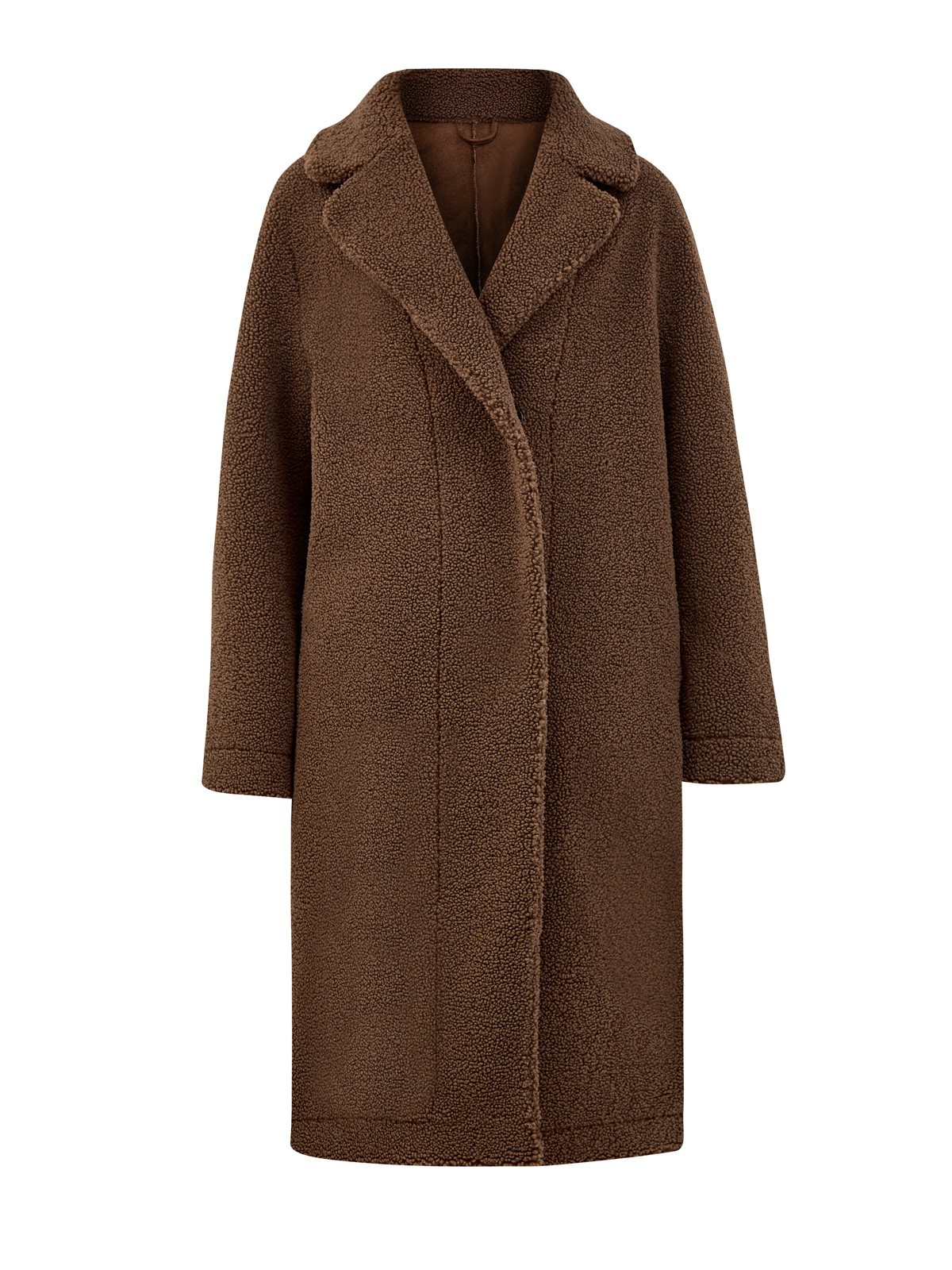 Удлиненное пальто Shannon из фактурного эко-меха HETREGO, цвет коричневый, размер M;L;XL