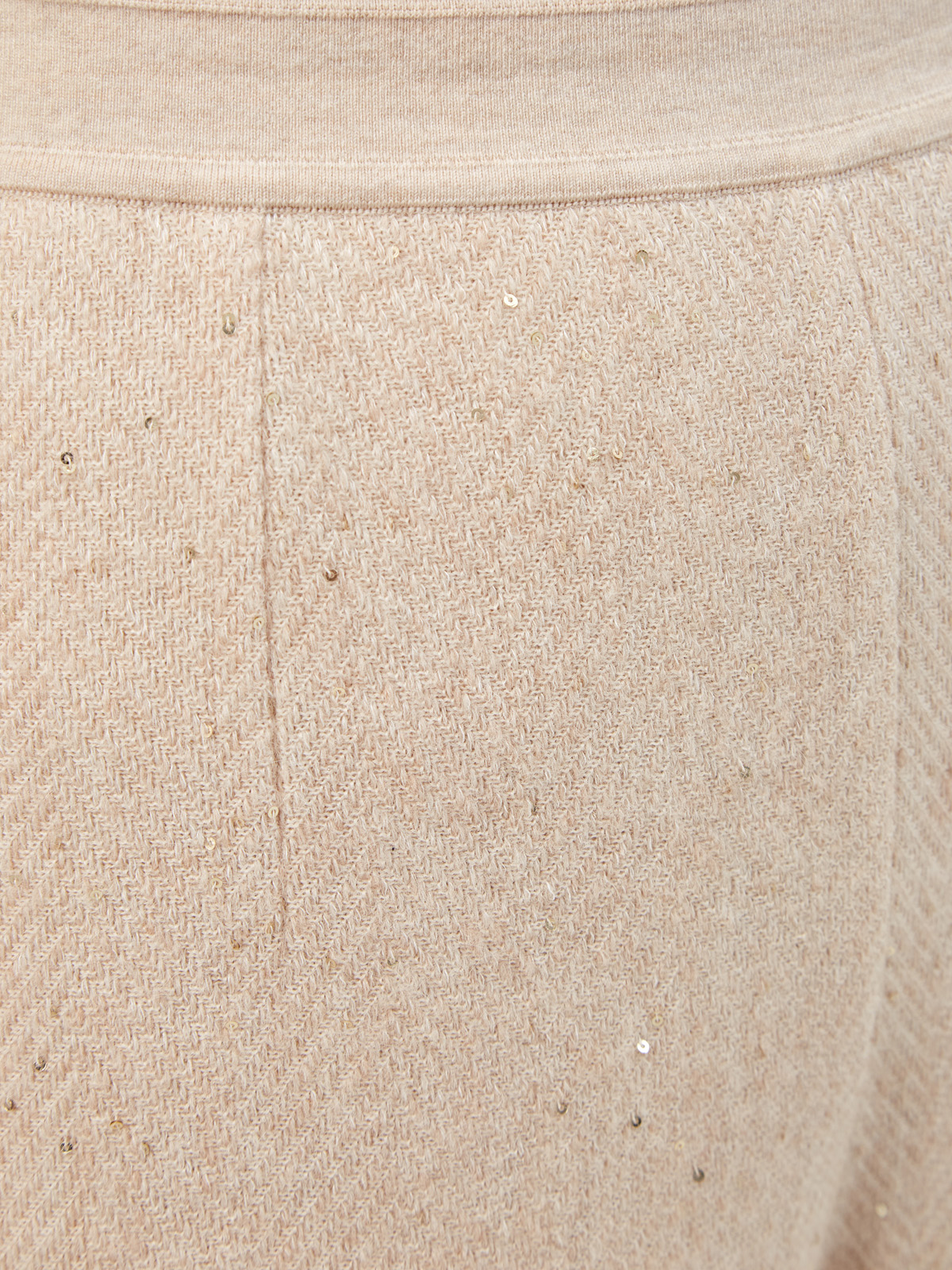 Брюки из шерсти и мохера с миниатюрными пайетками GENTRYPORTOFINO, цвет бежевый, размер 40 - фото 5