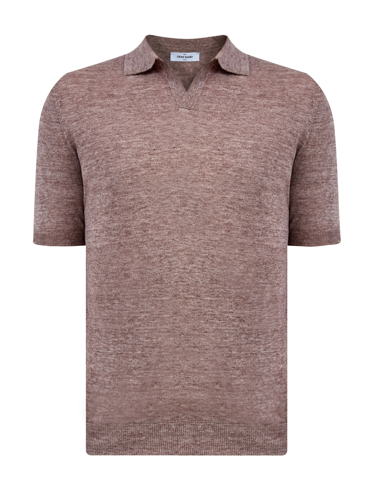 

Льняной джемпер с V-образным вырезом и отложным воротом, Коричневый, Льняной джемпер с V-образным вырезом и отложным воротом