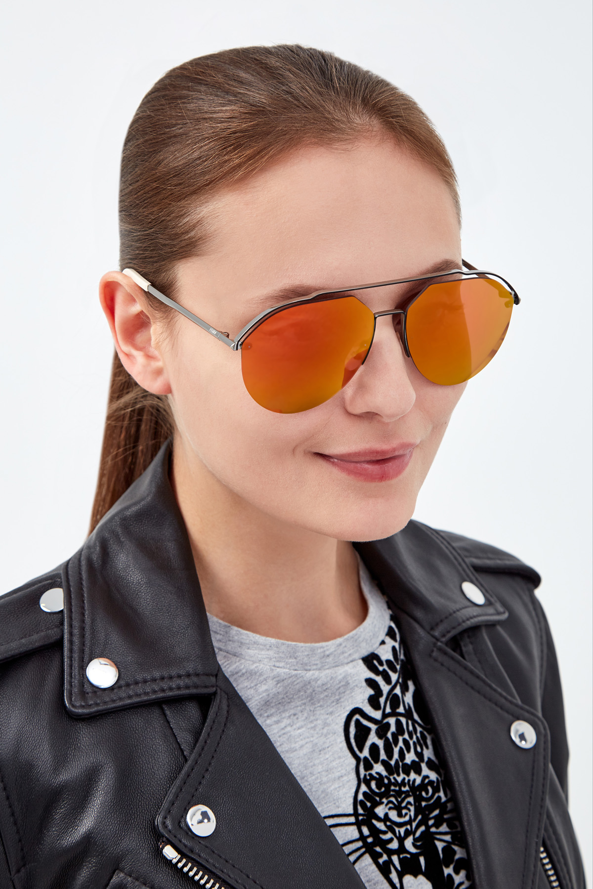 Очки-авиаторы в тонкой металлической оправе FENDI (sunglasses), цвет мульти, размер XS;S - фото 2