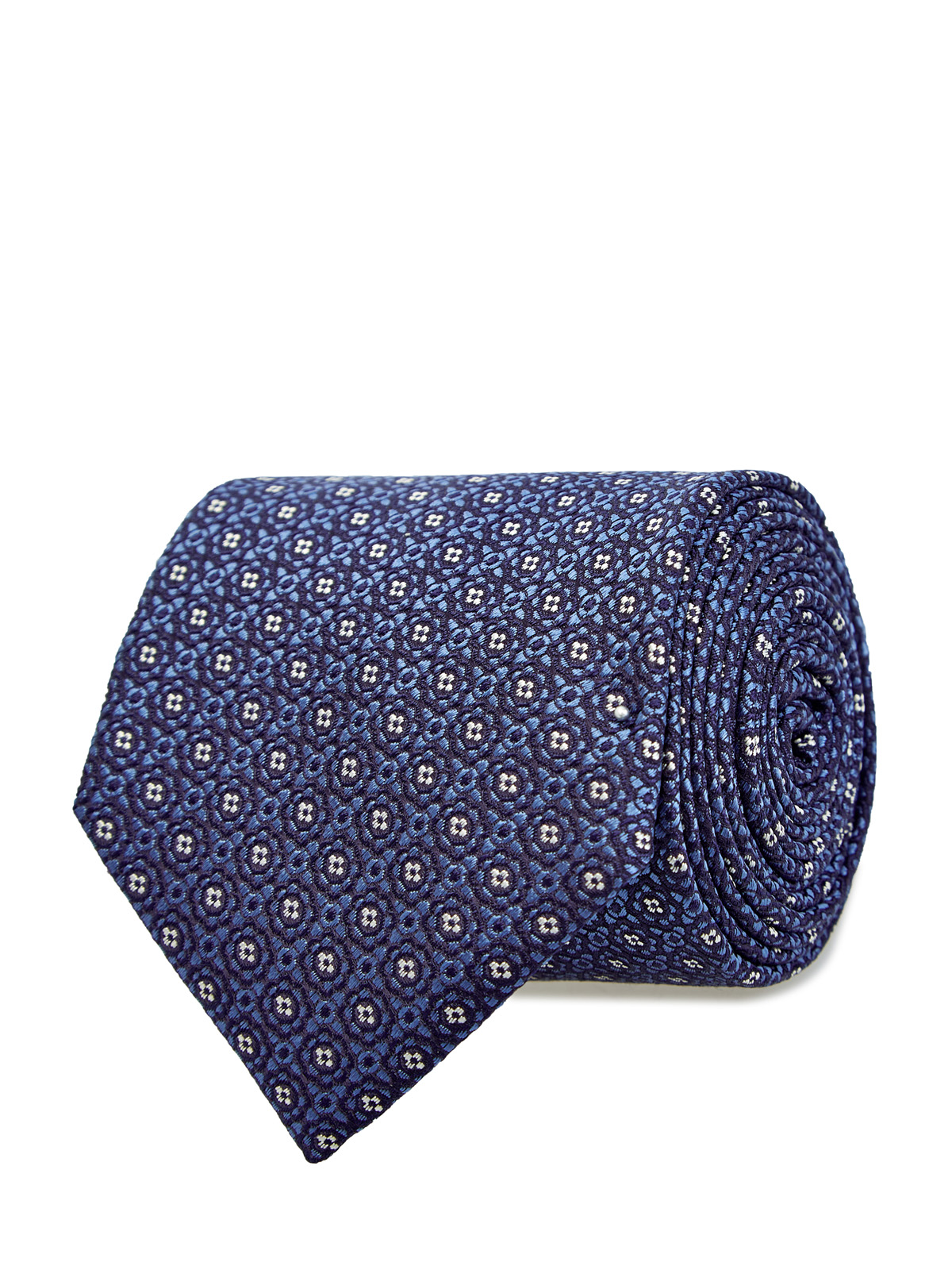 Шелковый галстук ручной работы с жаккардовым узором CANALI синего цвета