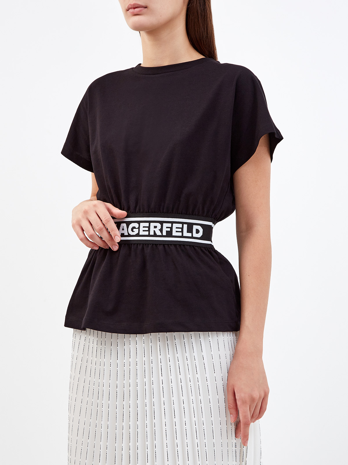 Приталенная футболка из хлопкового джерси KARL LAGERFELD, цвет черный, размер S;M;XL;XS - фото 3