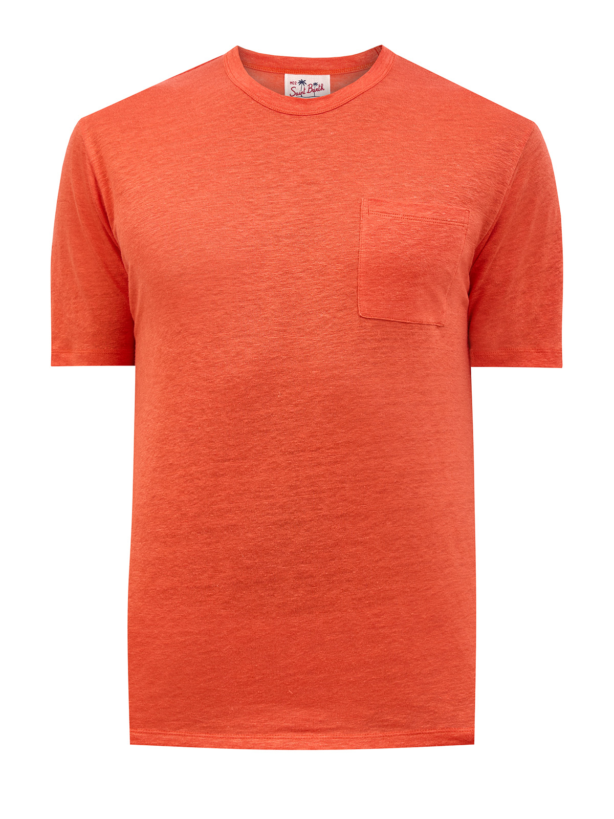 Льняная футболка с вышитым логотипом и накладным карманом MC2 SAINT BARTH, цвет красный, размер M;L;XL;2XL;3XL - фото 1