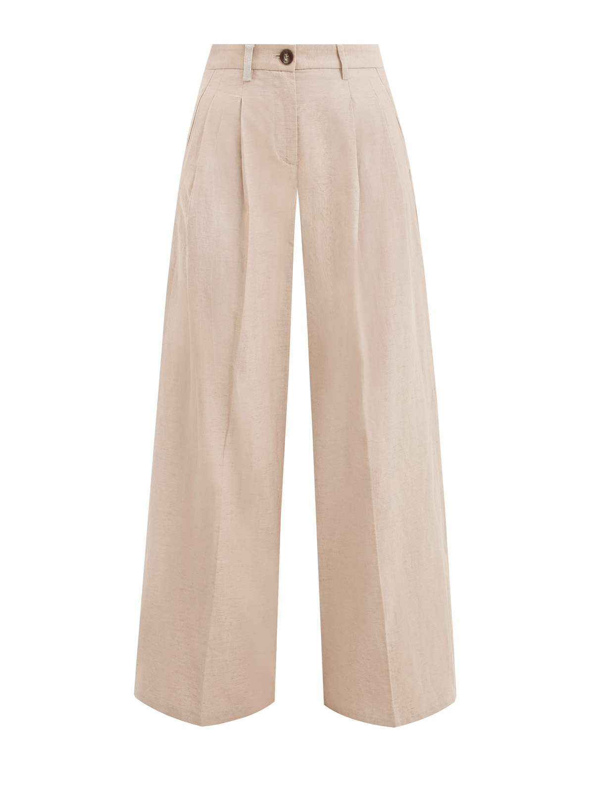 Свободные брюки-палаццо из дышащего хлопка и льна LORENA ANTONIAZZI, цвет бежевый, размер 42;46;38 - фото 1