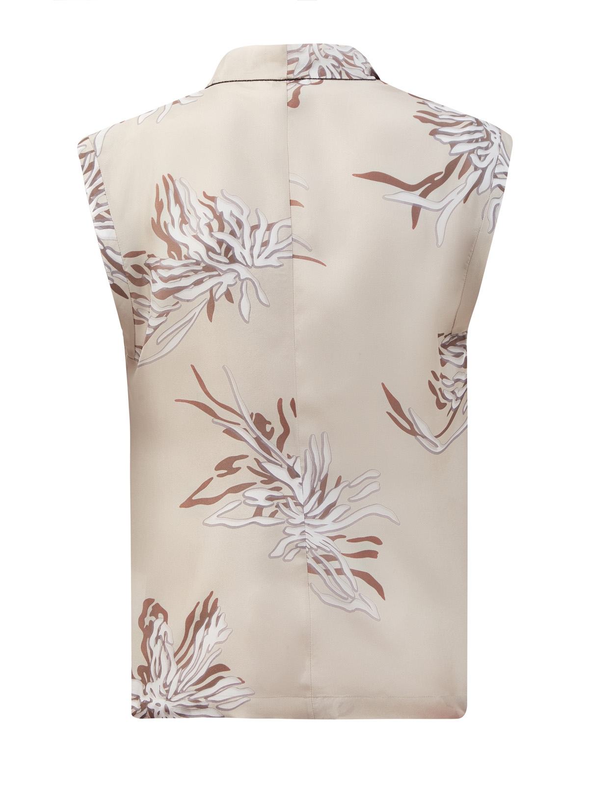 Блуза Wrap из шелкового эпонжа с принтом Marine Flower BRUNELLO CUCINELLI, цвет бежевый, размер 42 - фото 2