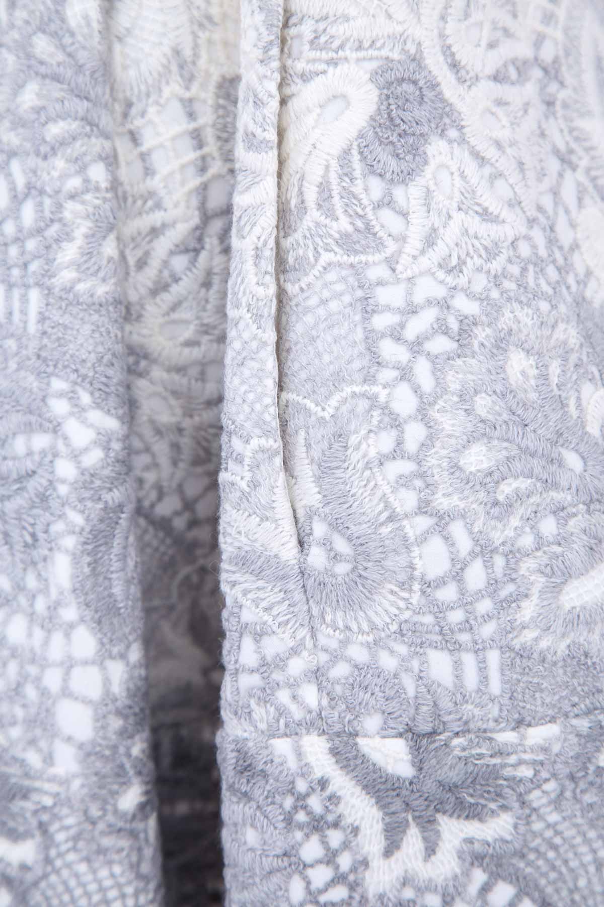 Юбка из шерстяной ткани с градиентной кружевной вышивкой ERMANNO SCERVINO, цвет серый, размер 42;40 - фото 5