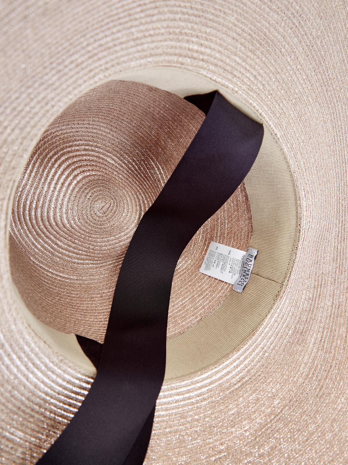 Соломенная шляпа в стиле ретро с лентой грогрен BRUNELLO CUCINELLI, цвет бежевый, размер S;M;L - фото 5