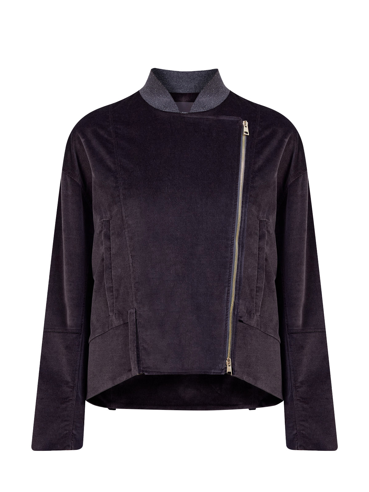 

Куртка с асимметричной застежкой и трикотажным воротом ламе, Фиолетовый, Куртка с асимметричной застежкой и трикотажным воротом ламе