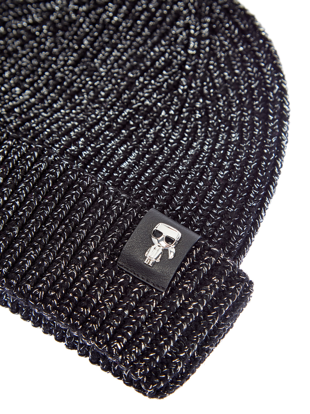 Шапка крупной вязки с металлизированной нитью ламе KARL LAGERFELD, цвет черный, размер S;L - фото 3