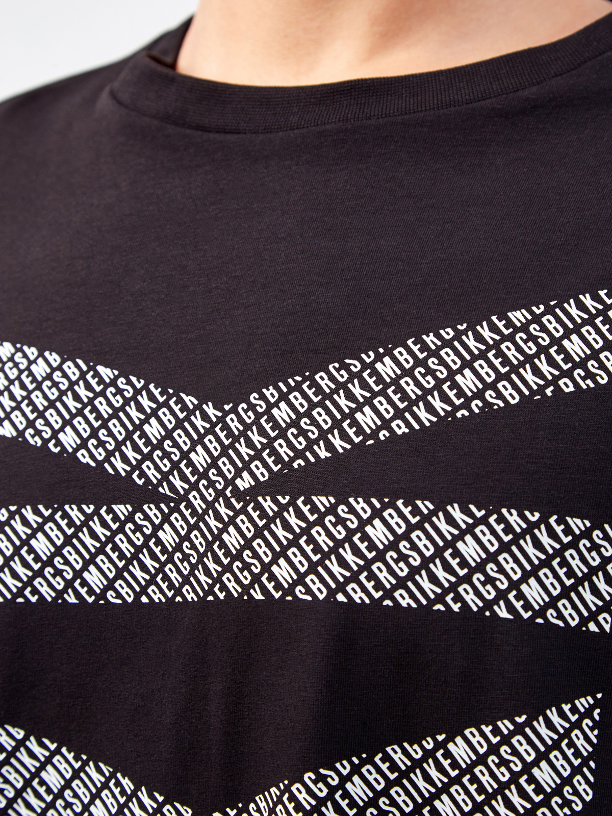 Хлопковая футболка с принтом в стиле леттеринг BIKKEMBERGS, цвет черный, размер XL - фото 3
