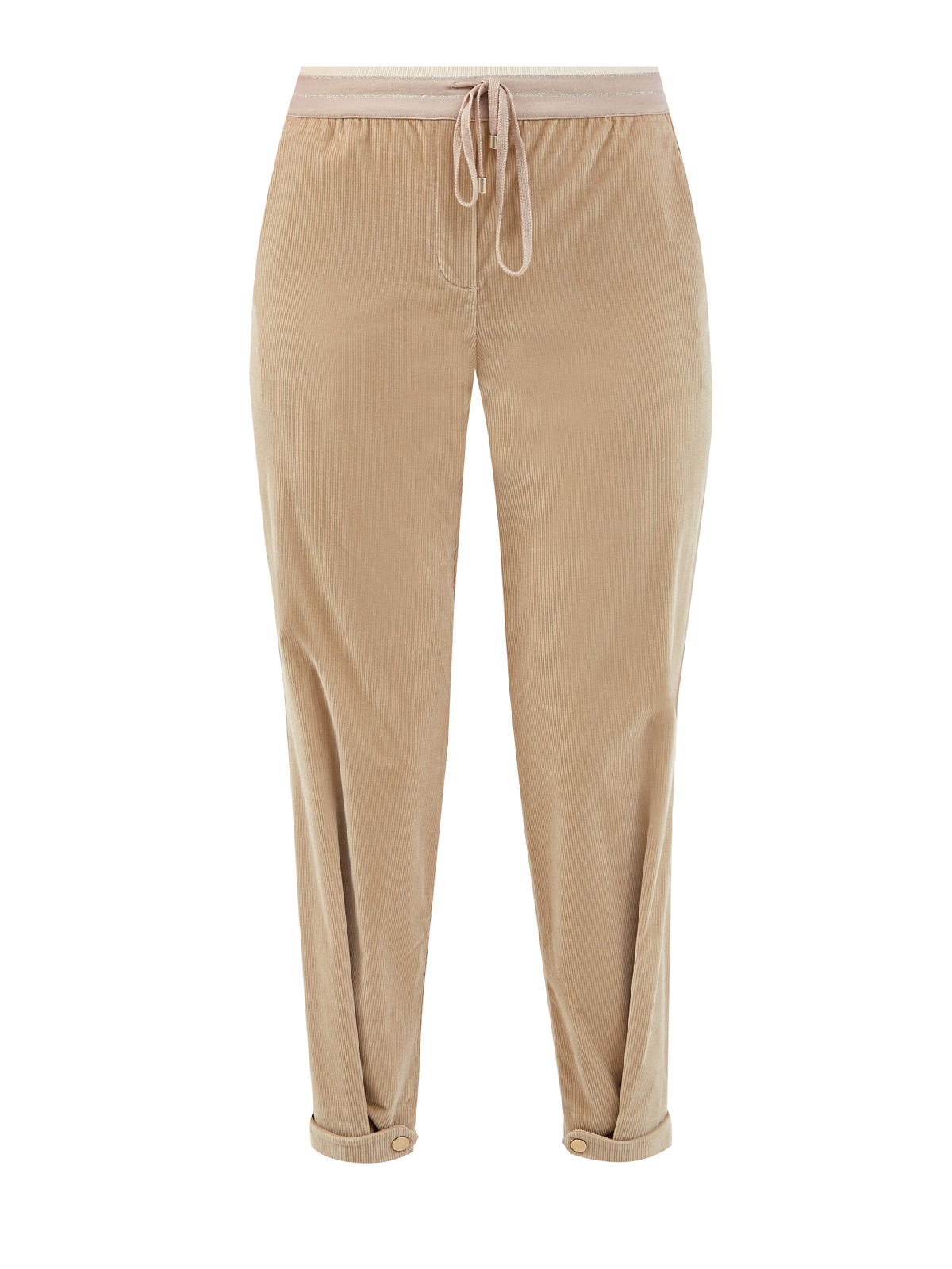Вельветовые брюки-джоггеры с отворотами на кнопках LORENA ANTONIAZZI, цвет бежевый, размер 42;44;38;46 - фото 1