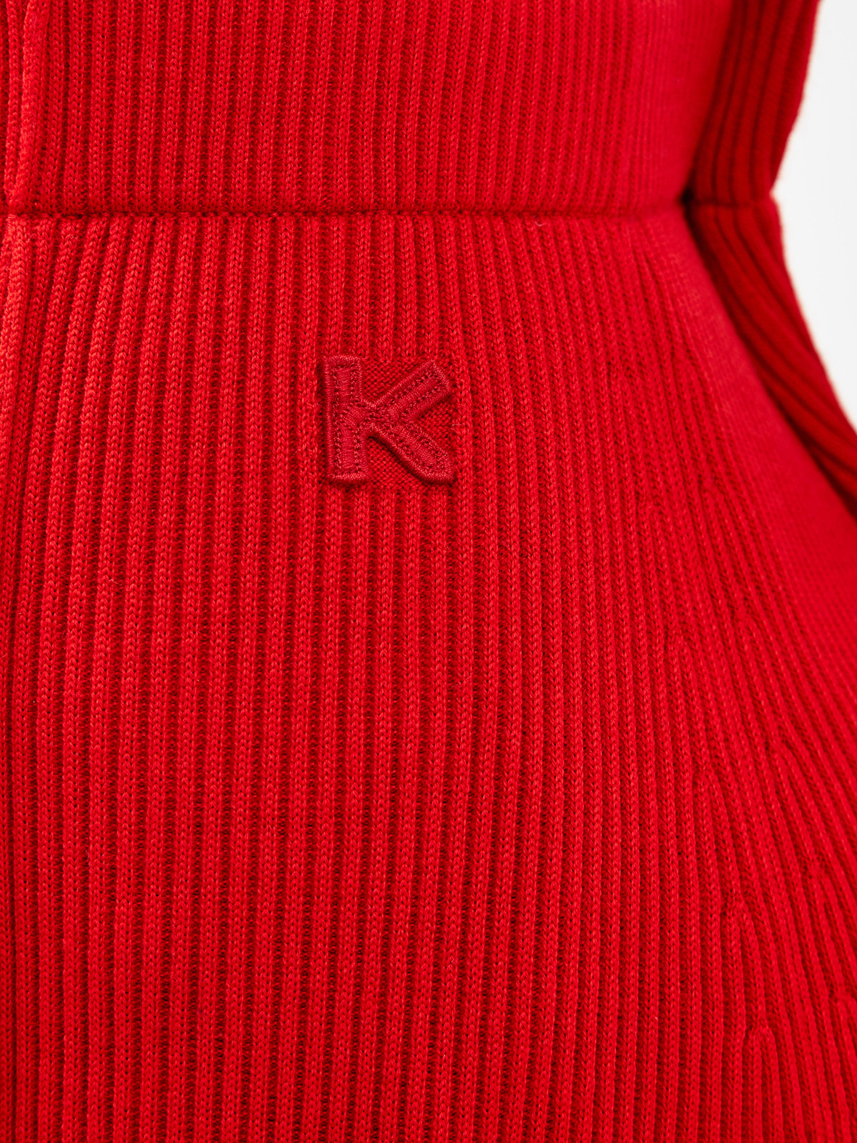 Яркая юбка-миди из пряжи в тонкий рубчик KENZO, цвет красный, размер S;M - фото 5
