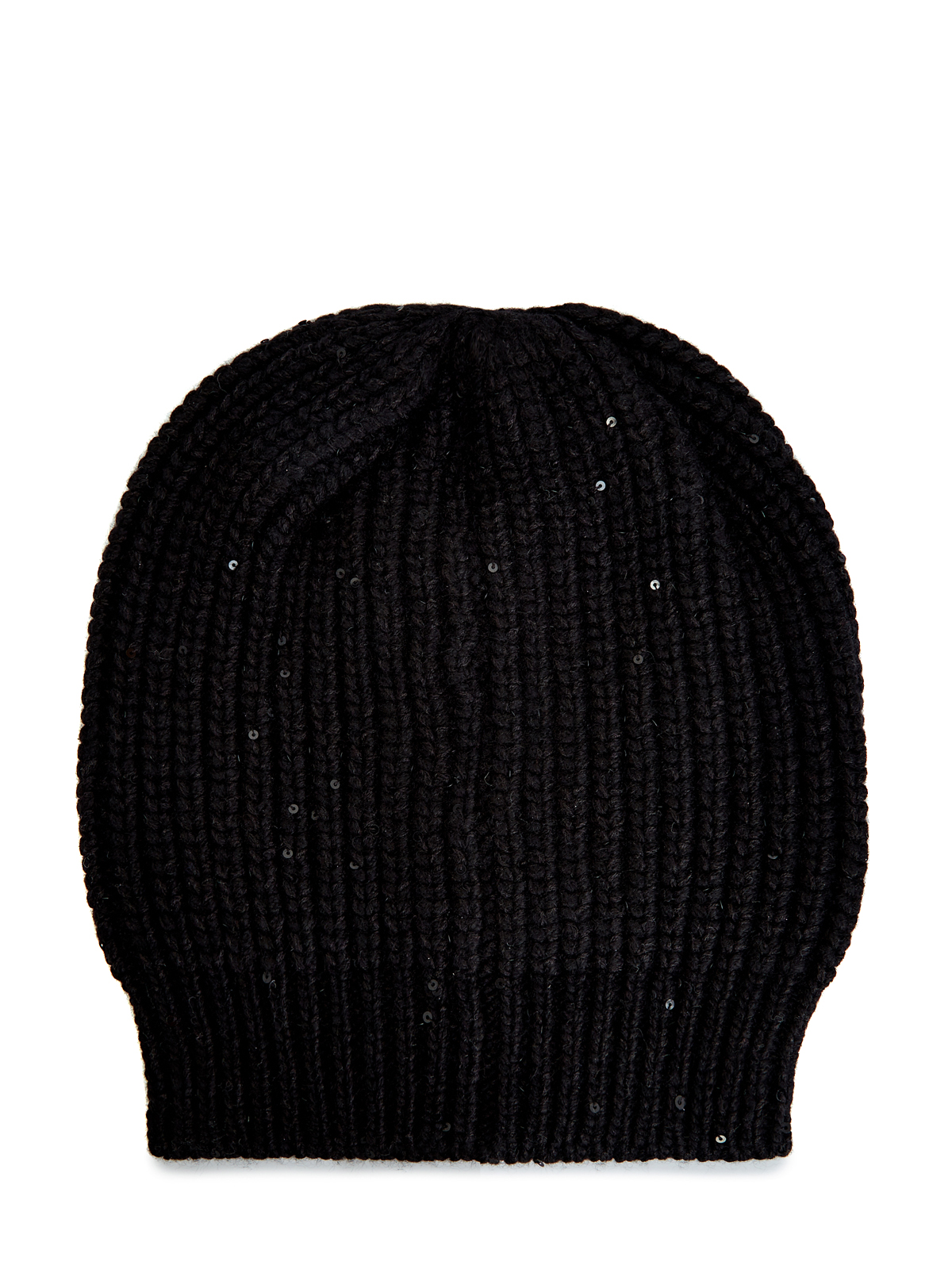 Кашемировая шапка с шелковой нитью и миниатюрными пайетками BRUNELLO CUCINELLI, цвет черный, размер S;M - фото 2