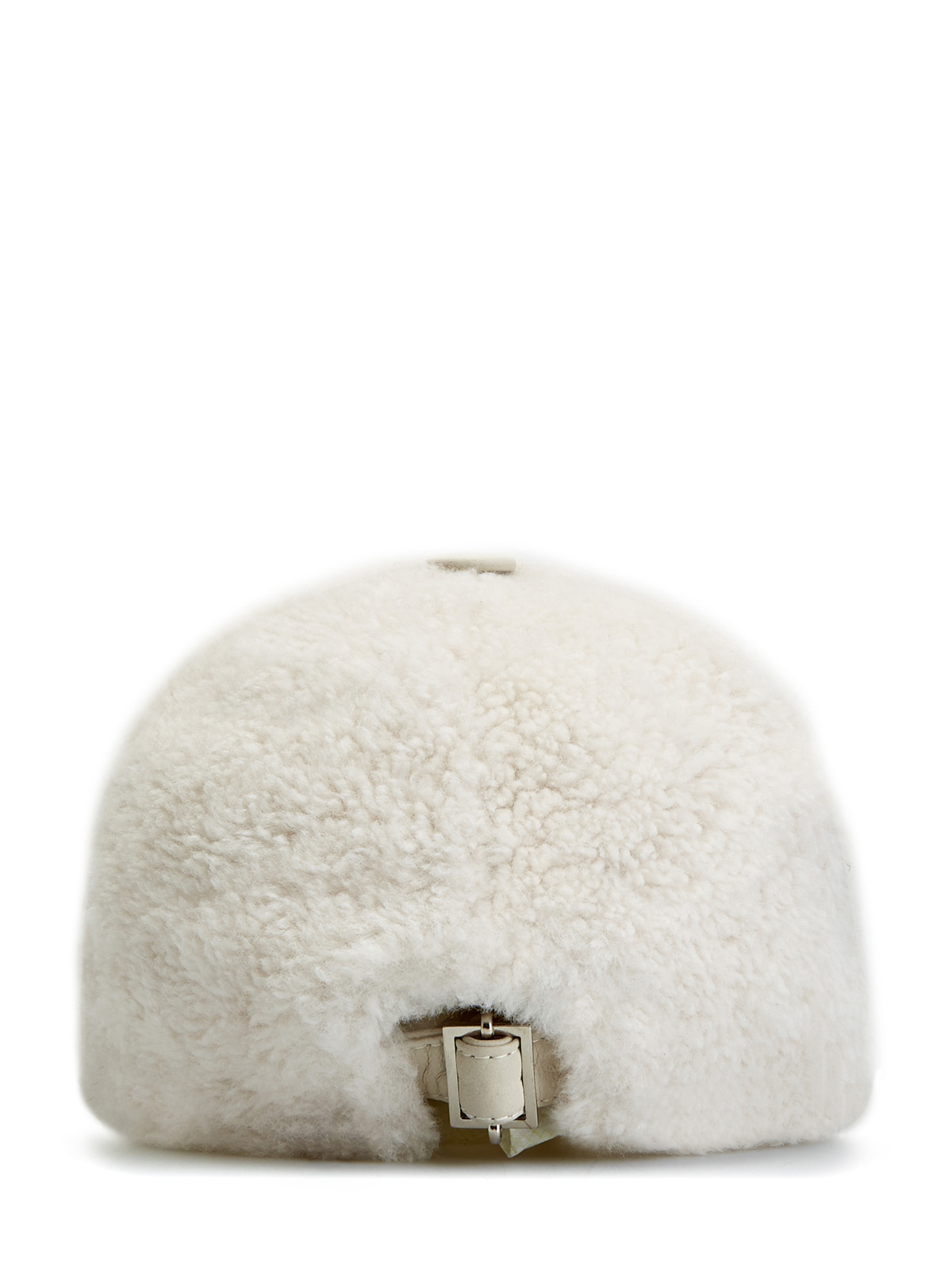 Бейсболка из густой овчины с кожаной отделкой YVES SALOMON, цвет белый, размер 34 - фото 3