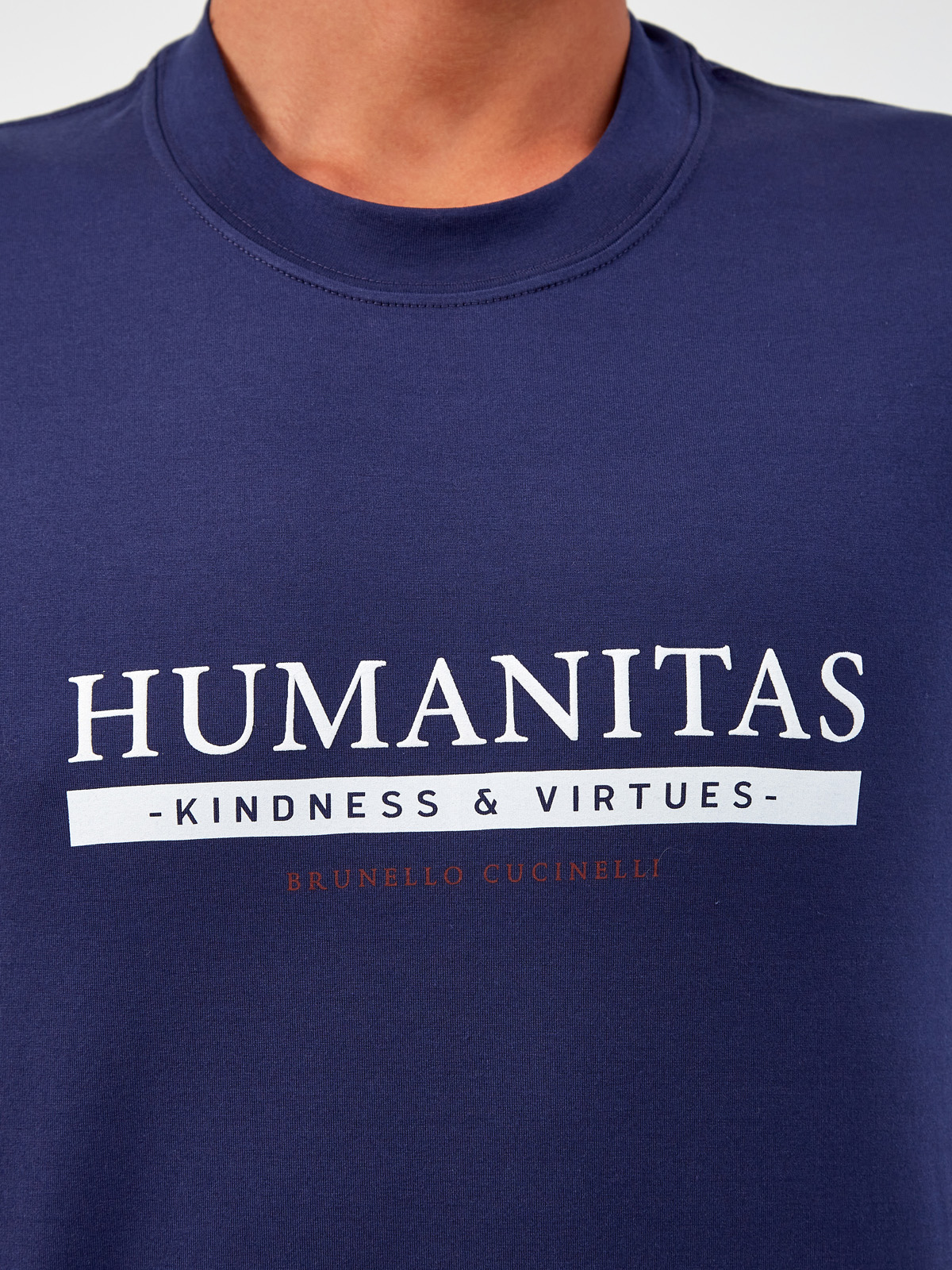 Хлопковая футболка с сезонным принтом Humanitas BRUNELLO CUCINELLI, цвет синий, размер 46;50;52;54;56;58;60;62 - фото 5