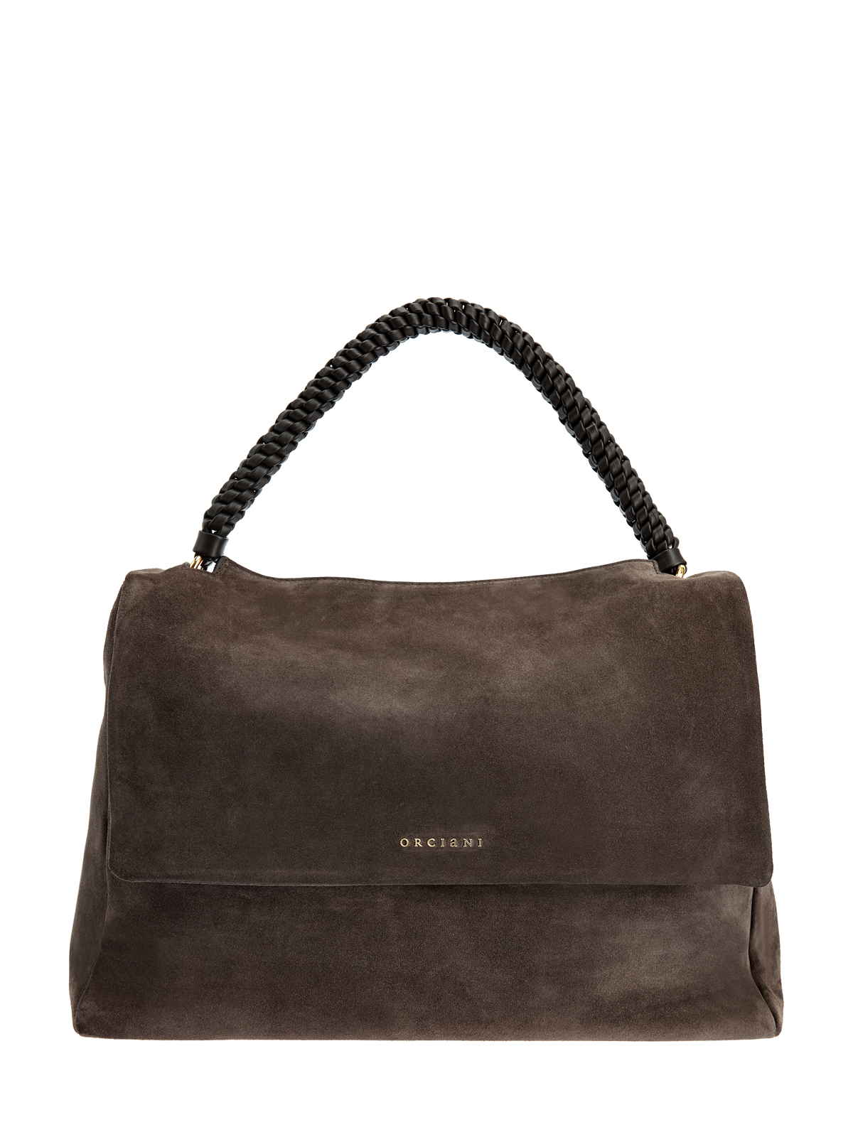 Сумка из мягкой замши с плетеной кожаной ручкой 100710₽