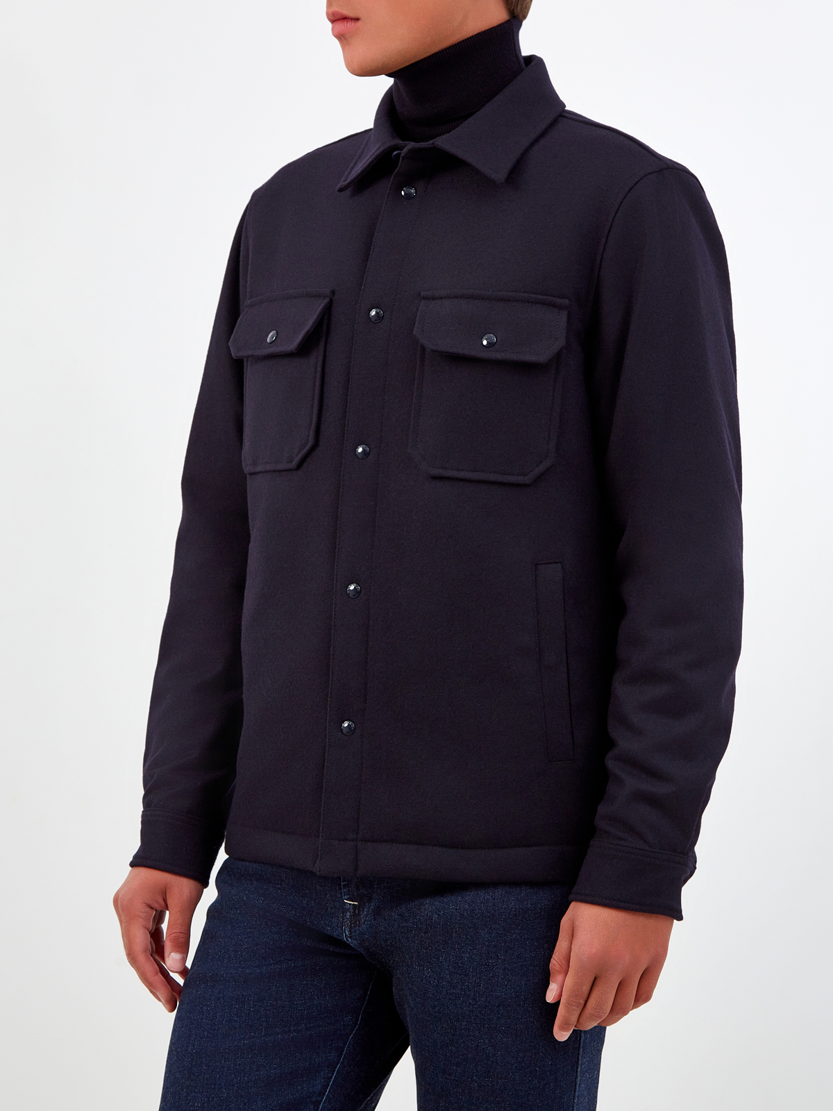 Куртка-рубашка из шерсти Melton с пуховым утеплителем WOOLRICH, цвет синий, размер M;L;S;XL - фото 3
