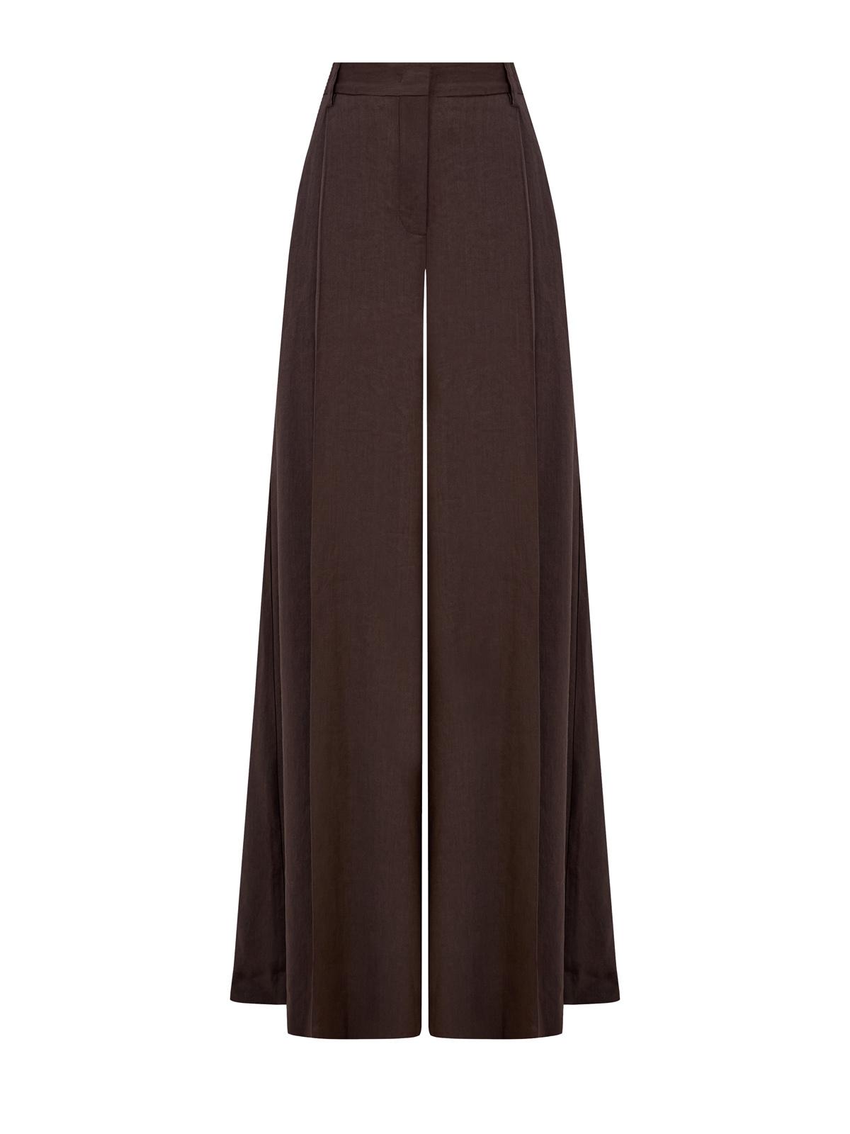 Широкие брюки-палаццо из смесового льна с защипами 69860₽