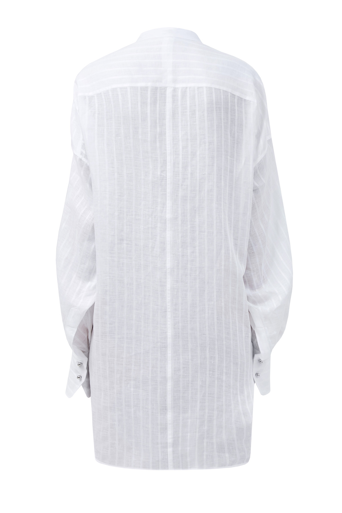 Льняная рубашка-oversize с бахромой и кристаллами ERMANNO SCERVINO, цвет белый, размер 40 - фото 2