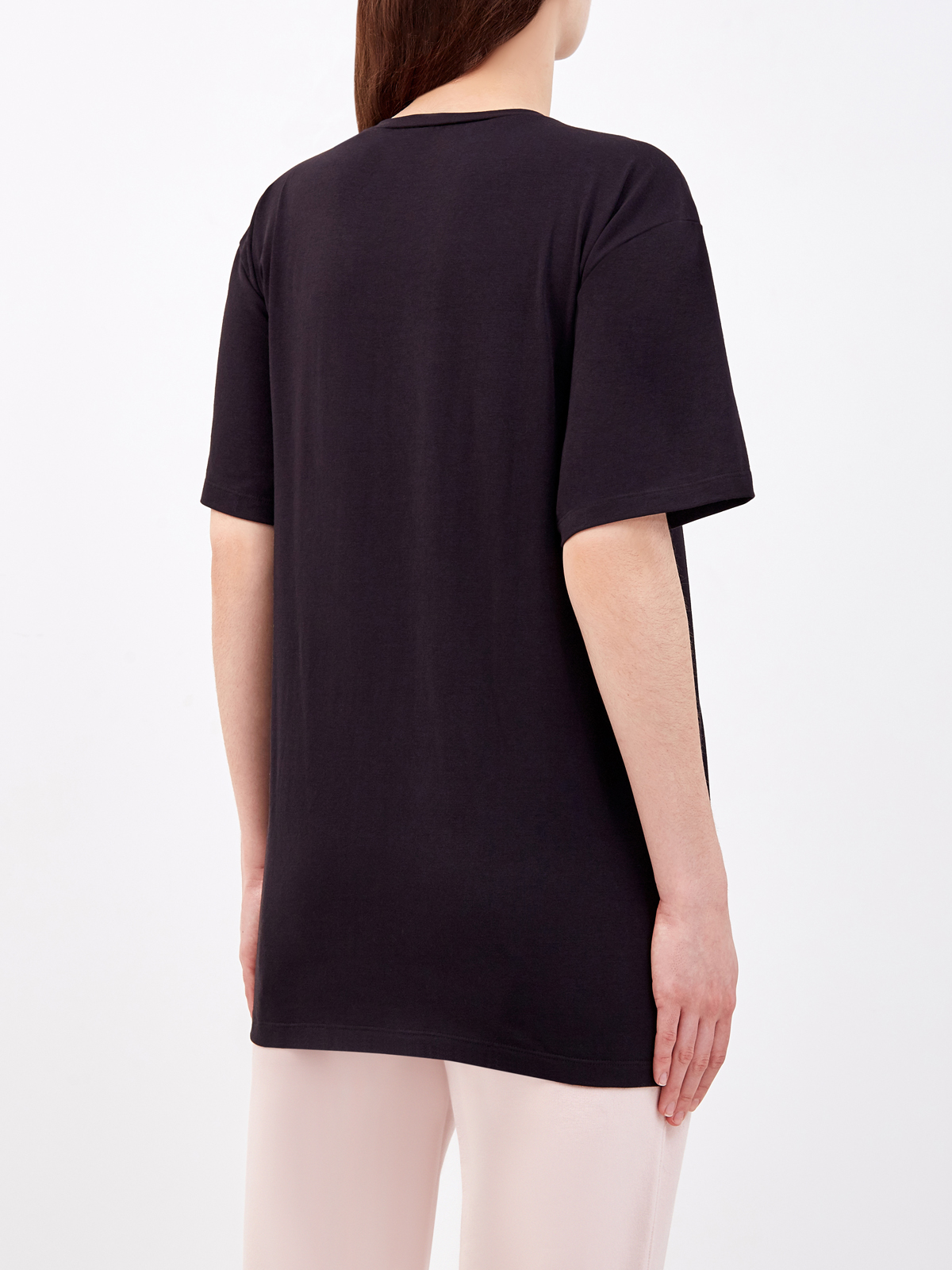 Хлопковая футболка с декором ручной работы ERMANNO SCERVINO, цвет черный, размер 44;46;48;50;42 - фото 4