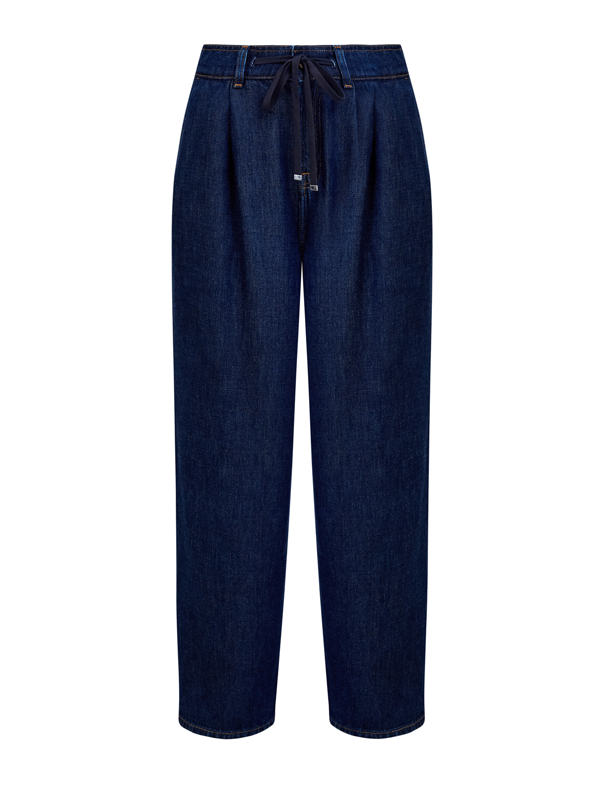 

Широкие джинсы с защипами, потертостями и поясом на кулиске, Синий, Широкие джинсы с защипами, потертостями и поясом на кулиске