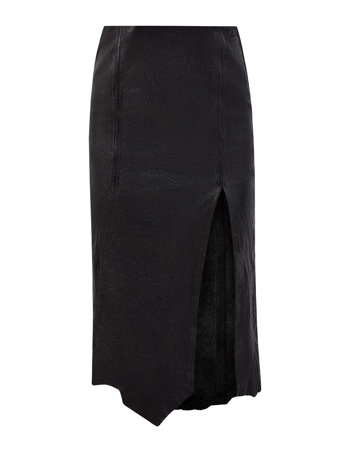 Юбка-миди L-Rupa из кожи с высоким разрезом и логотипом DIESEL, цвет черный, размер XS;S;M - фото 1