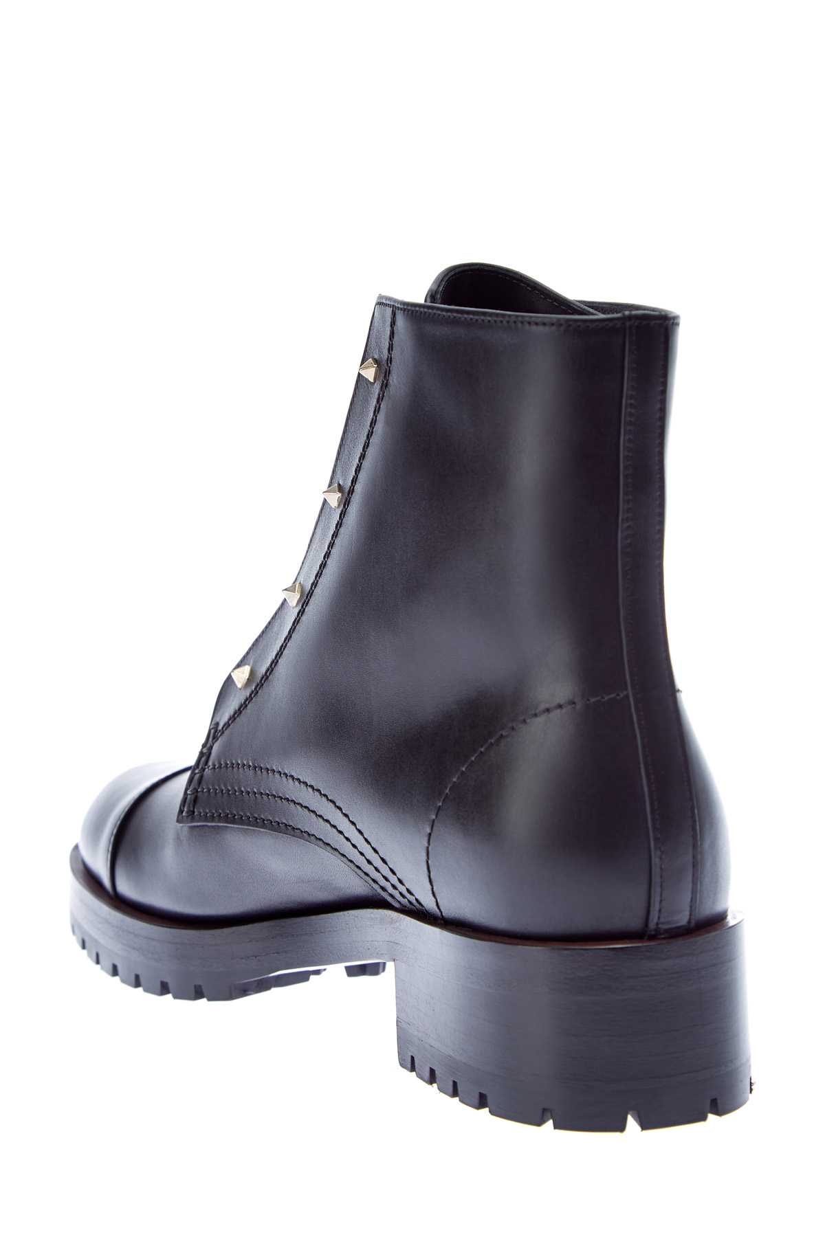 Кожаные ботинки с контрастной шнуровкой и заклепками VALENTINO GARAVANI, цвет черный, размер 38;40 - фото 4