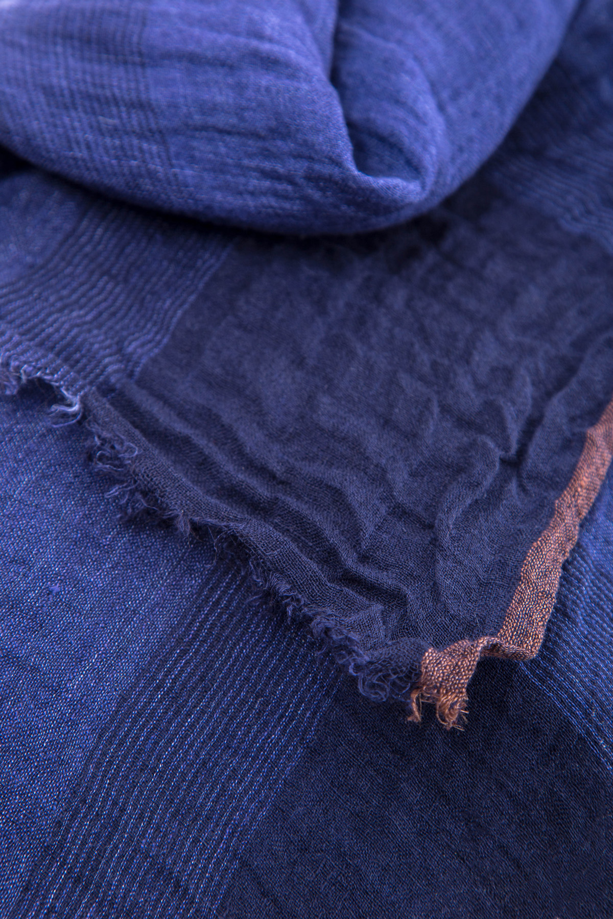 Шарф из тонкого льна с нитью шелка и градиентным эффектом BRUNELLO CUCINELLI, цвет синий, размер 48 - фото 2