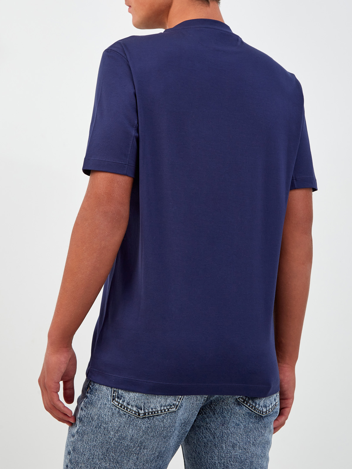 Хлопковая футболка с сезонным принтом Humanitas BRUNELLO CUCINELLI, цвет синий, размер 46;50;52;54;56;58;60;62 - фото 4
