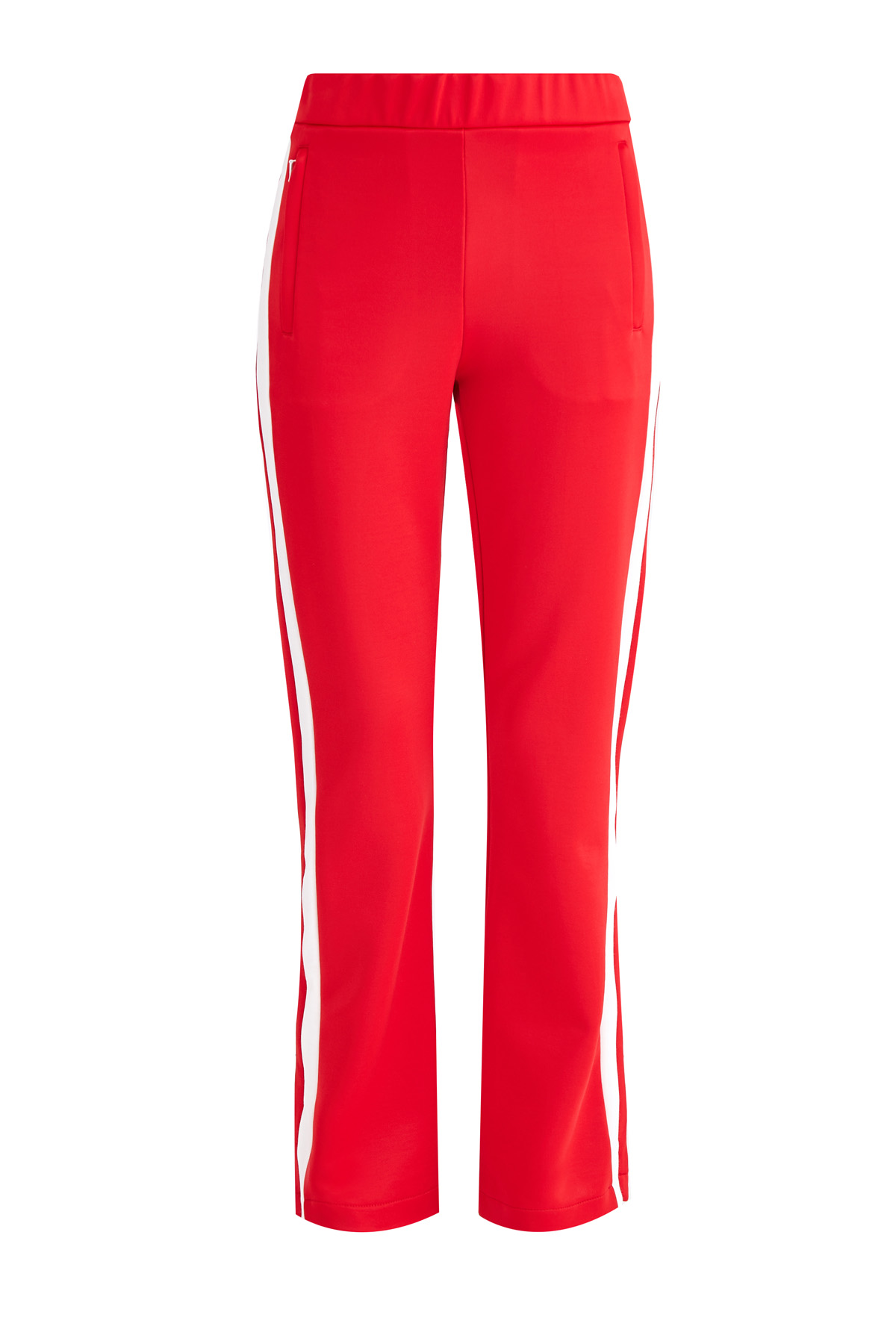 Спортивные брюки из хлопкового пике с контрастными лампасами MONCLER, цвет красный, размер 38 - фото 1