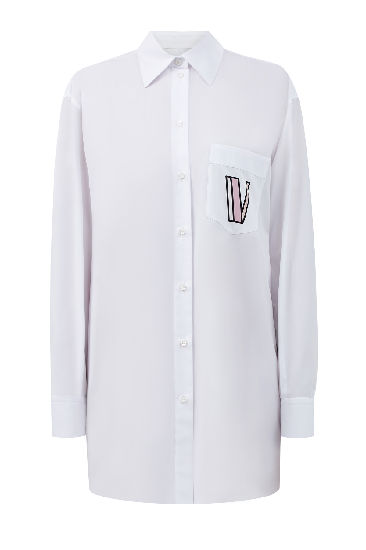 Хлопковая рубашка с архивным логотипом Double VLOGO VALENTINO, цвет белый, размер 40;44
