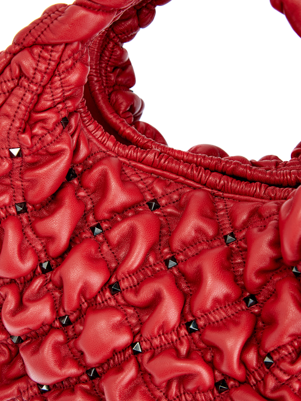 Сумка-хобо SpikeMe Bag из гофрированной кожи наппа VALENTINO, цвет красный, размер 37;38;39;40;38.5 - фото 6