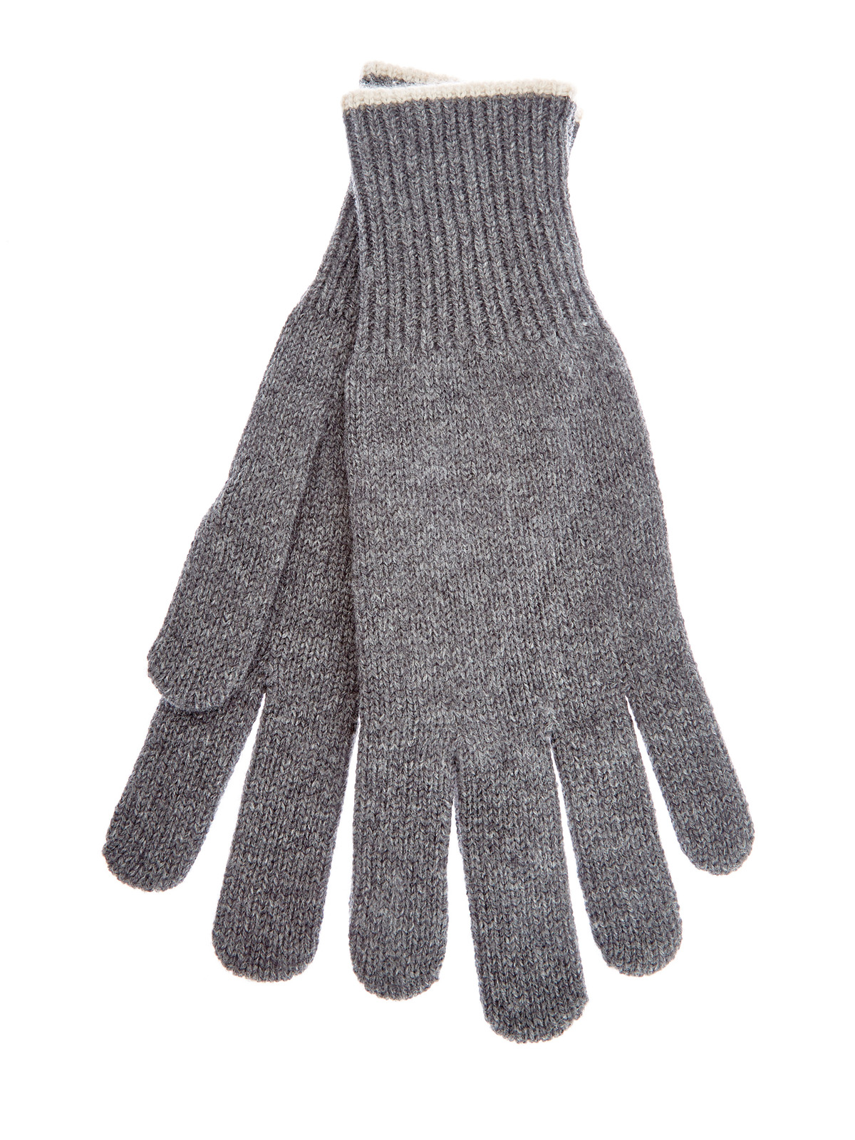 Кашемировые перчатки с меланжевым эффектом BRUNELLO CUCINELLI, цвет серый, размер M;L