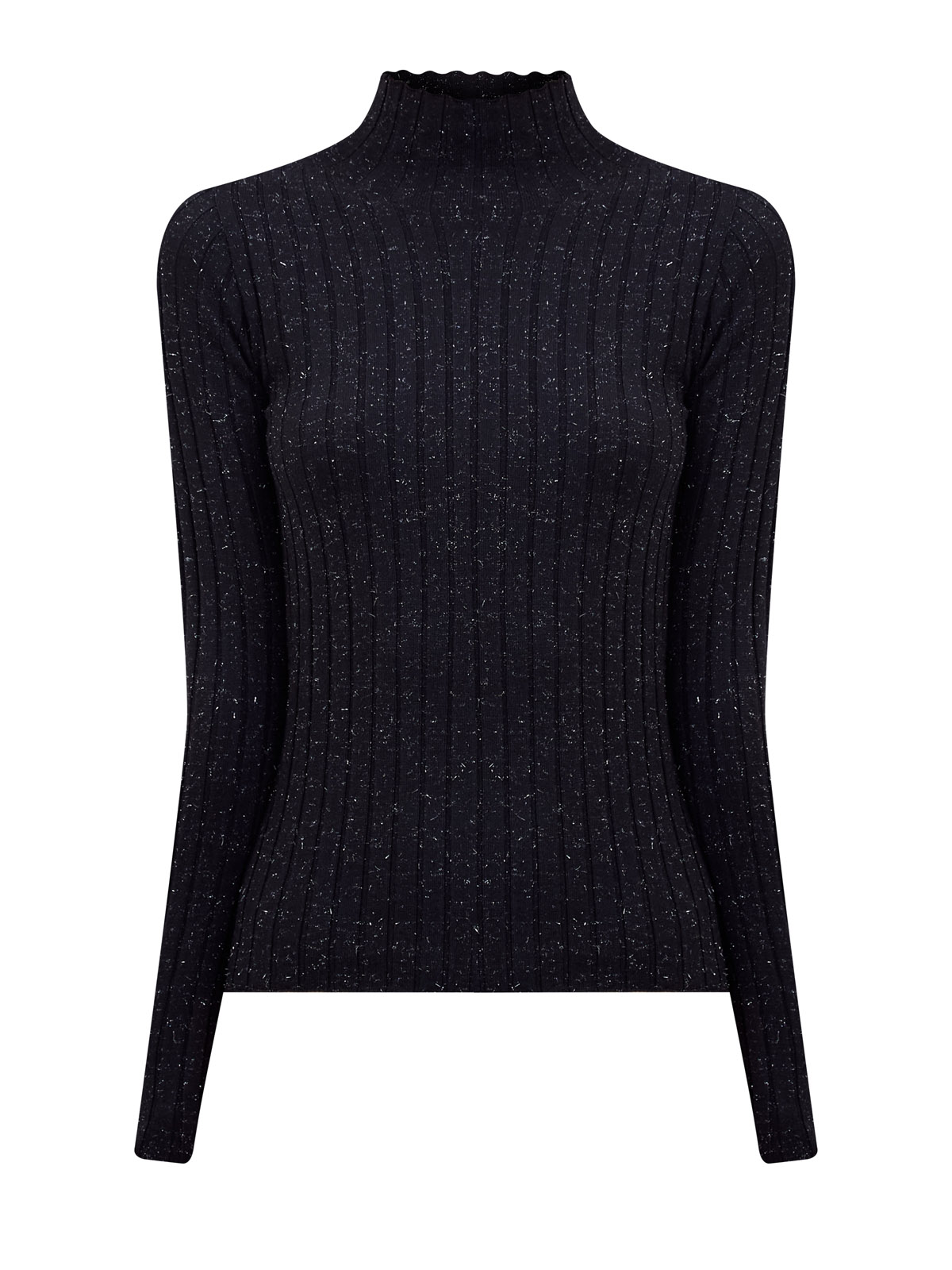 Водолазка из шерсти и вискозы в рубчик с нитью ламе 55840₽