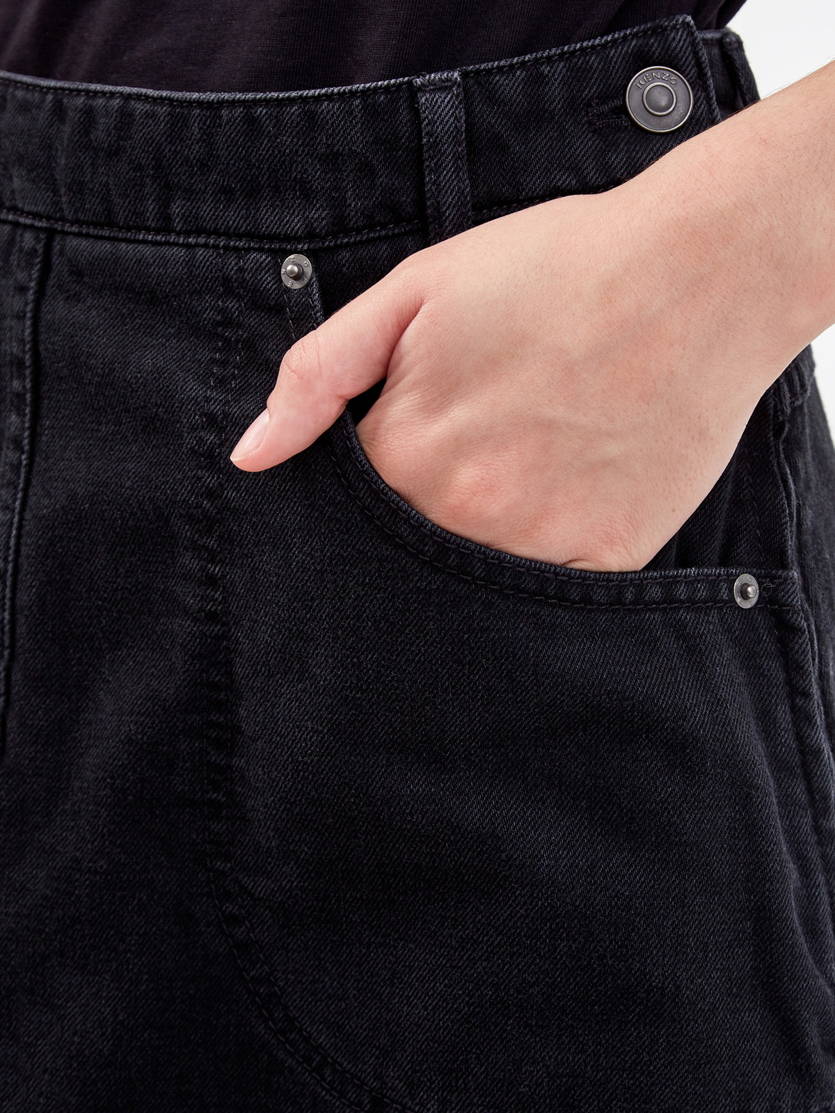 Юбка из хлопкового денима с объемными карманами KENZO, цвет черный, размер 3XS;2XS;S;XS - фото 5