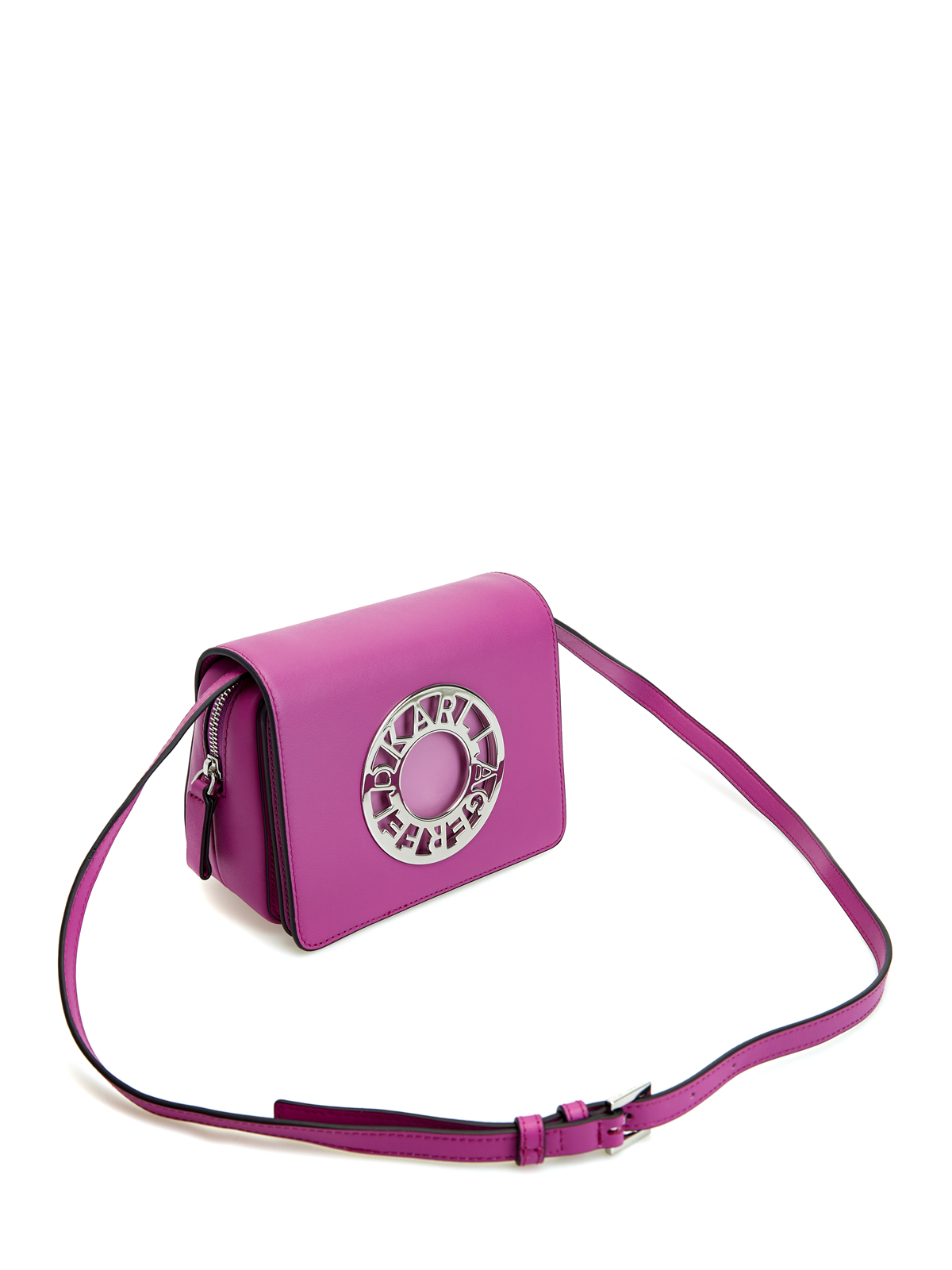 Кожаная сумка K/Disk из коллекции Essentially со съемным ремнем KARL LAGERFELD, цвет розовый, размер S;M Кожаная сумка K/Disk из коллекции Essentially со съемным ремнем - фото 3
