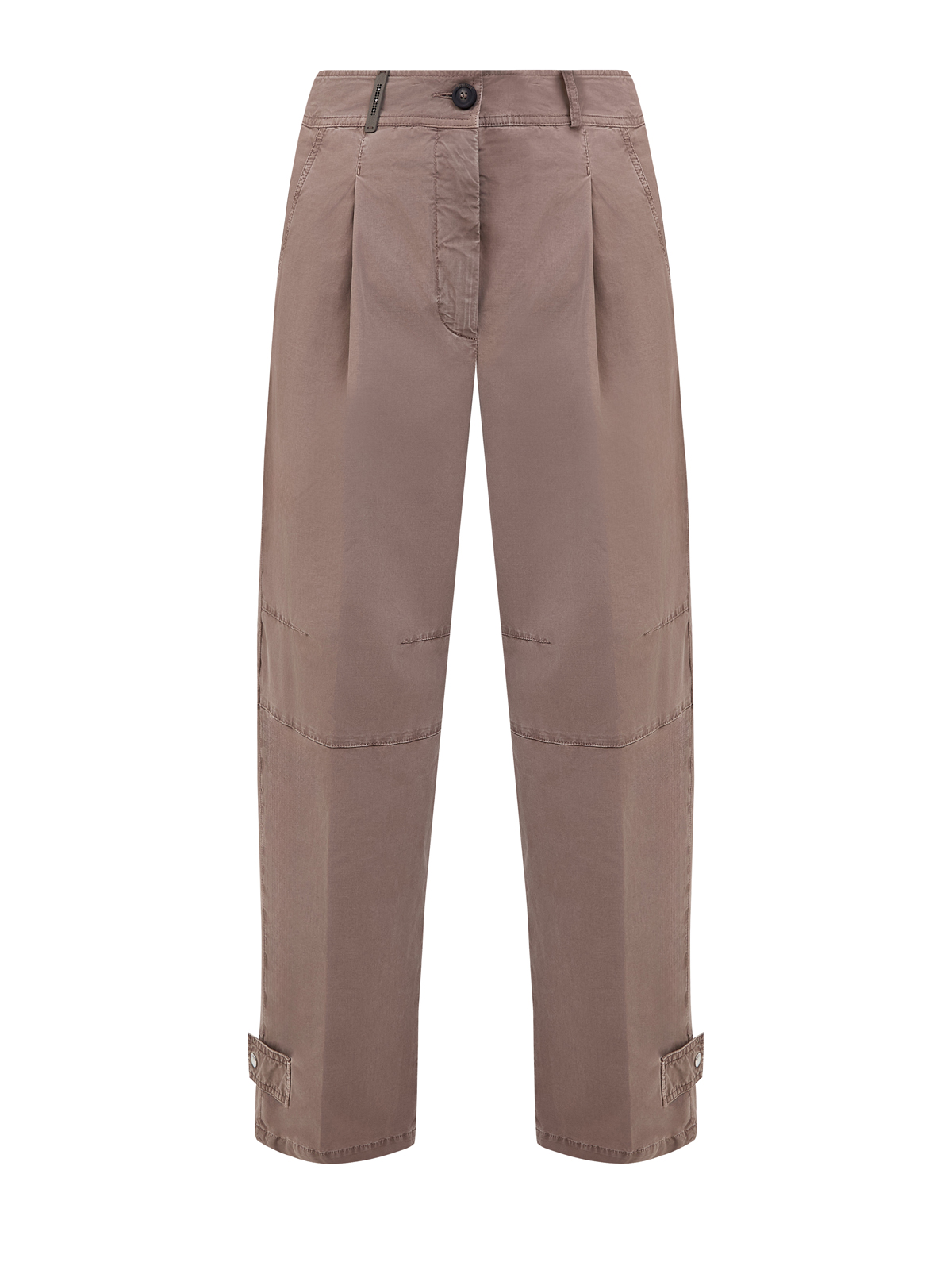 Укороченные брюки в стиле сафари с регулируемым низом и защипами PESERICO, цвет коричневый, размер 38;40;42;44