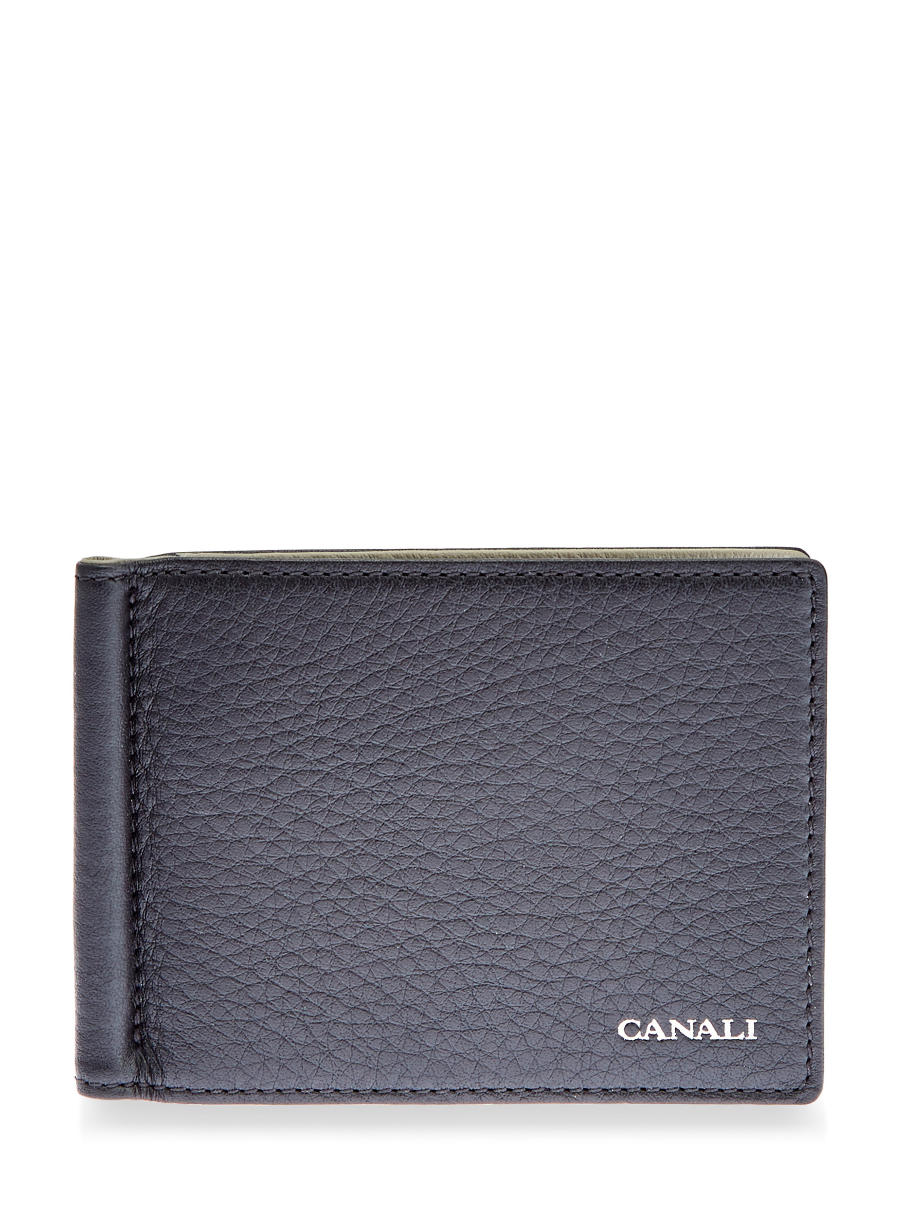 Складной бумажник из крупнозернистой телячьей кожи CANALI, цвет черный, размер 42;44;46;48;40 - фото 1