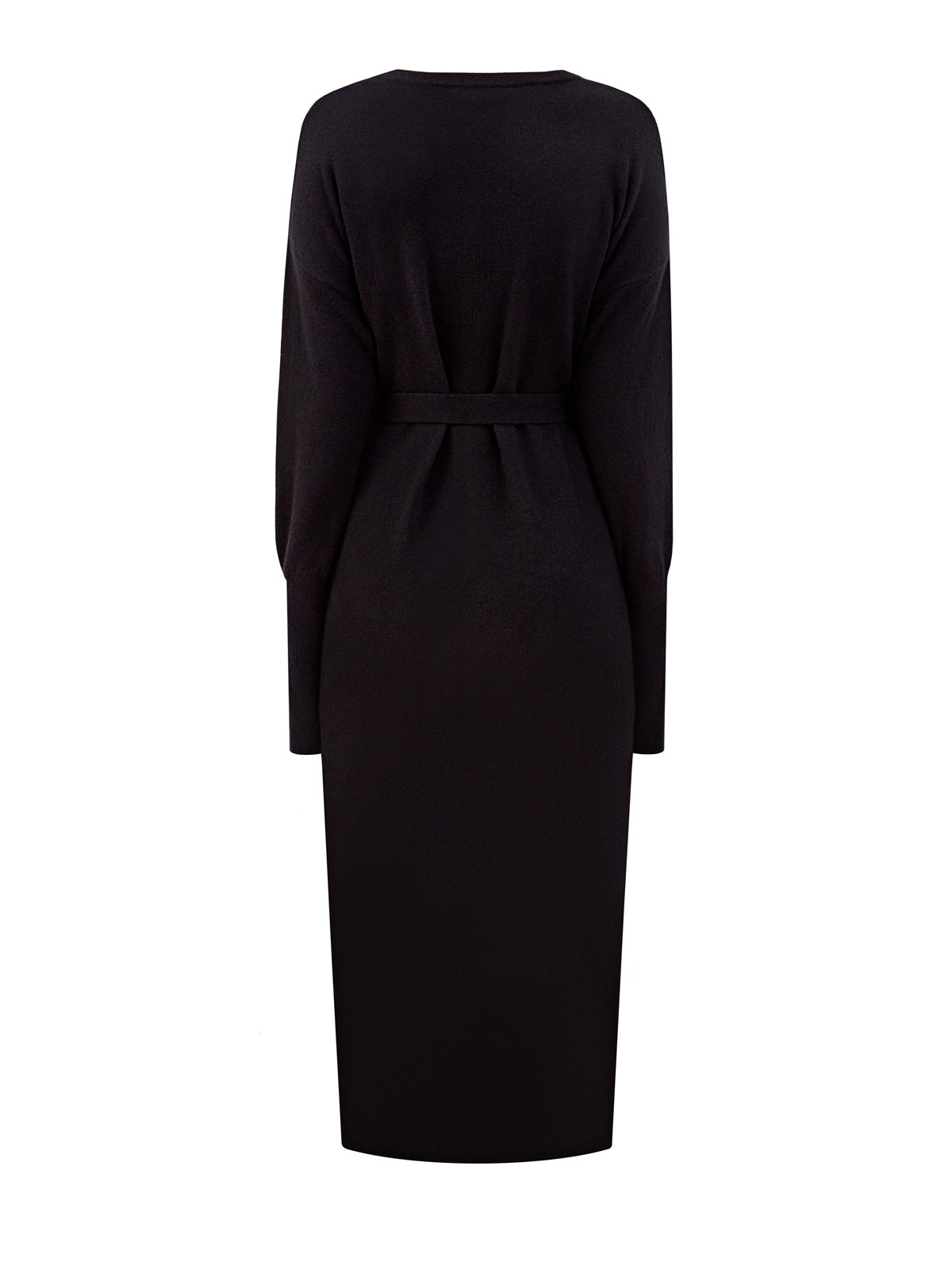 Кашемировое платье с поясом и миниатюрными пайетками RE VERA, цвет черный, размер L;XL - фото 2