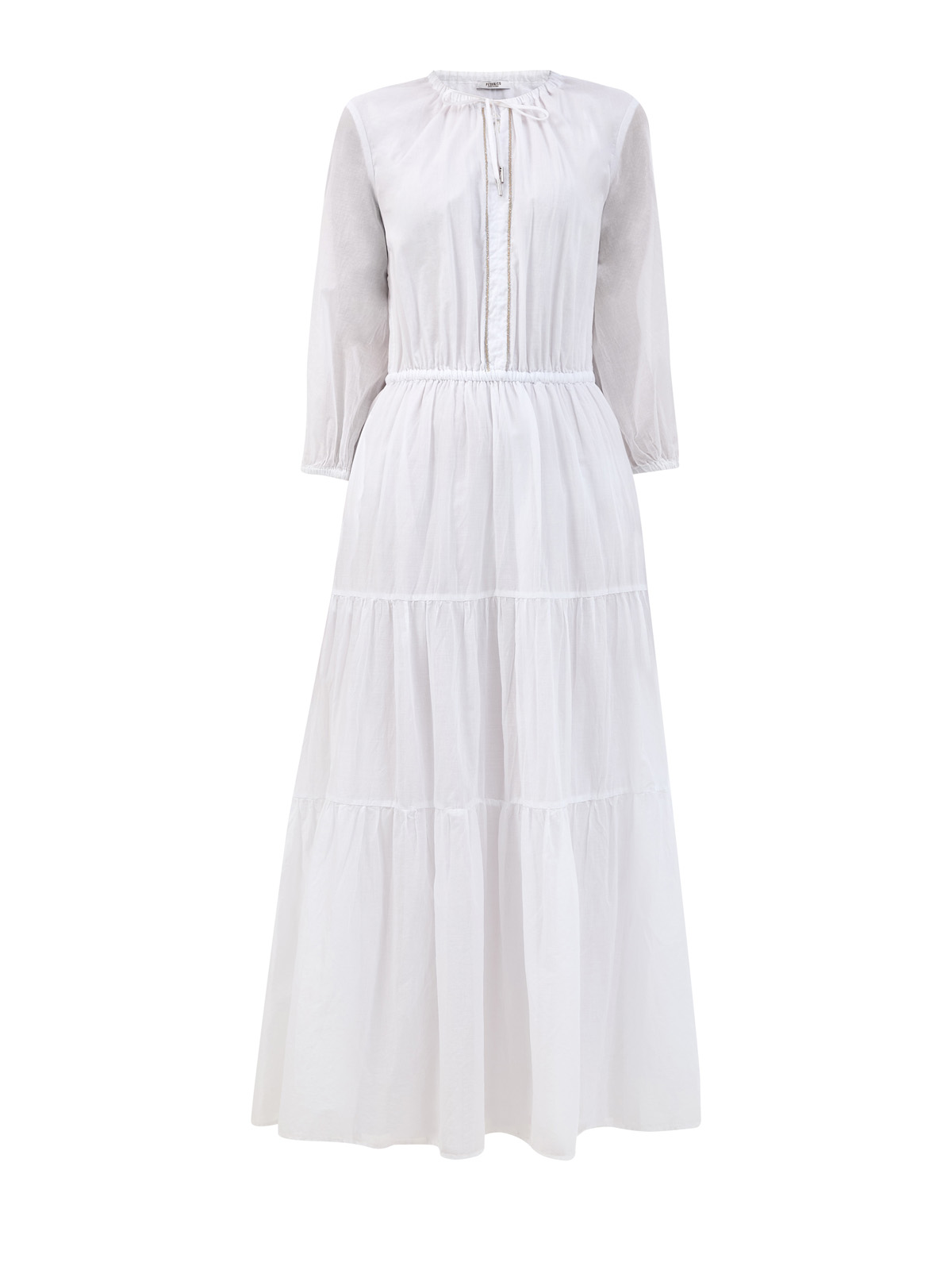 Платье из легкого хлопка с мерцающими цепочками Punto Luce PESERICO, цвет белый, размер 40;42;46