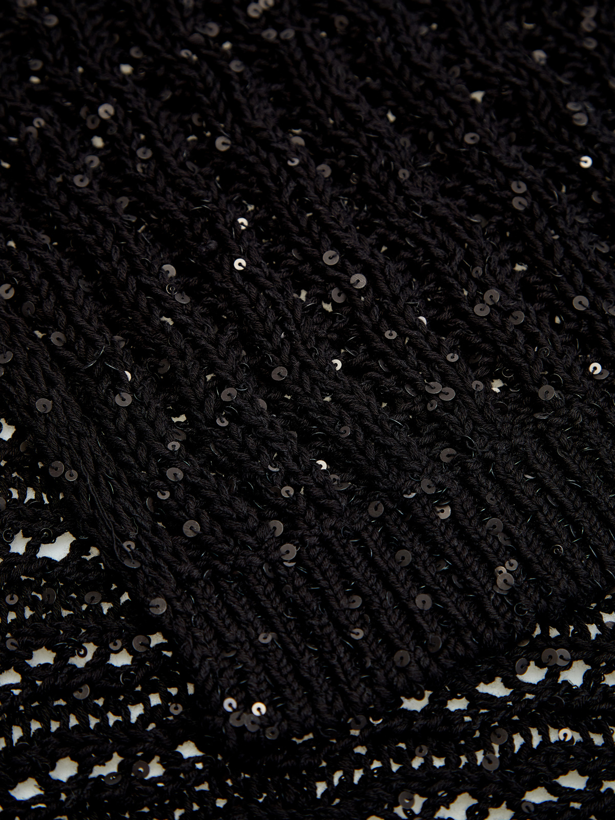 Шарф из хлопка узорной вязки с миниатюрными пайетками GENTRYPORTOFINO, цвет черный, размер L - фото 2