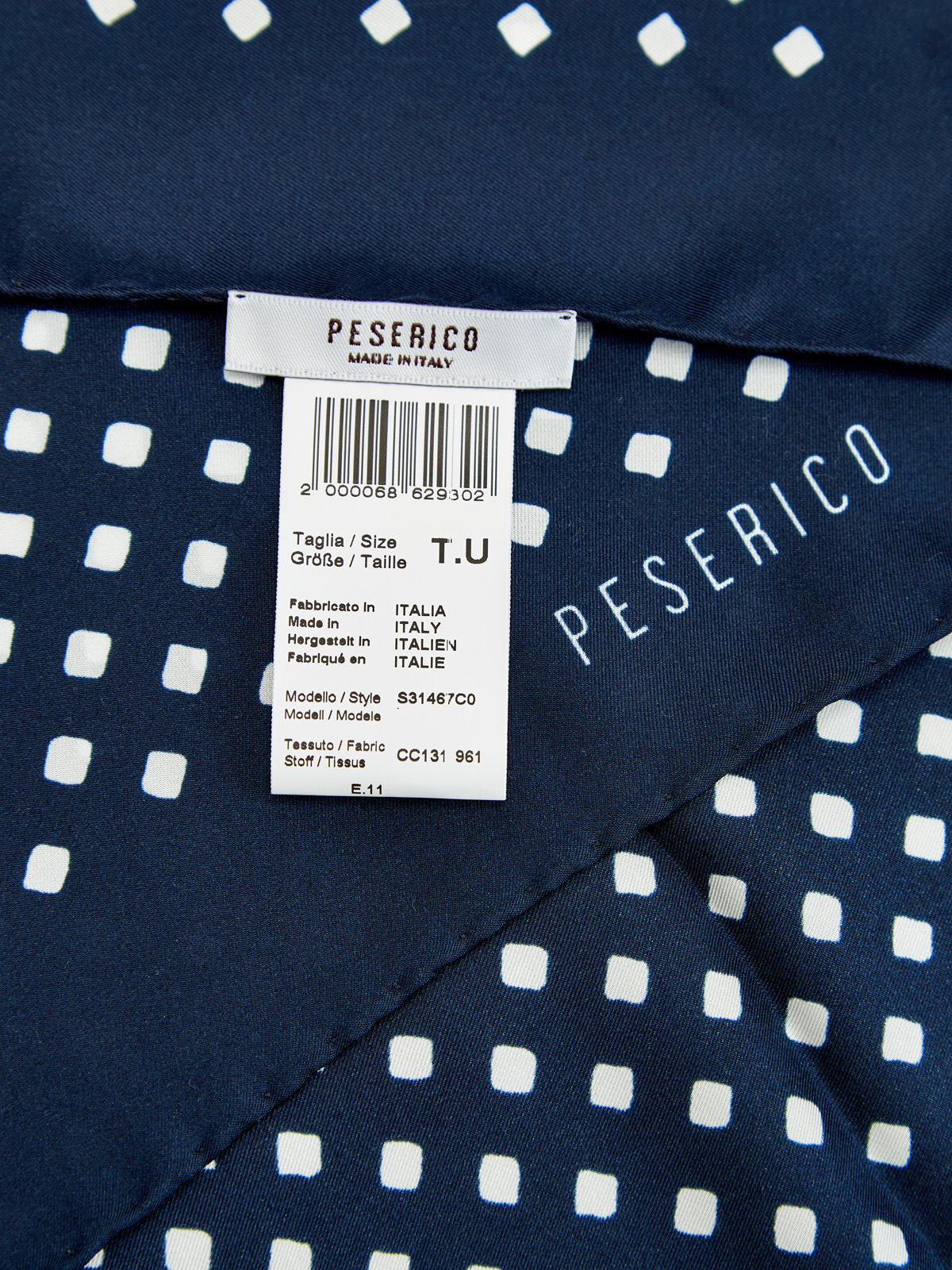 Платок из гладкого шелкового твила с принтом и логотипом PESERICO, цвет синий, размер 37.5;38;39;39.5;40;41;41.5 - фото 3